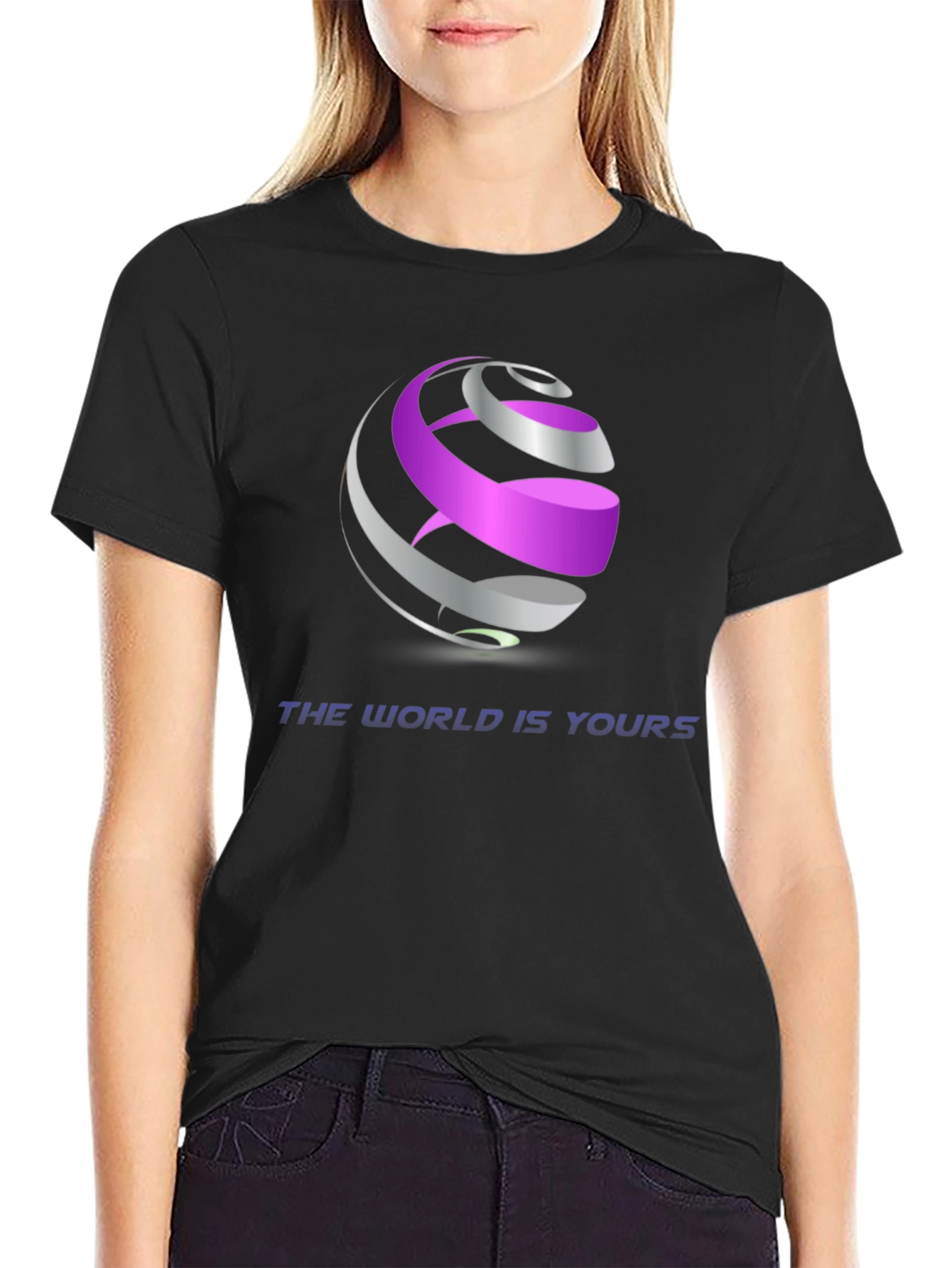 Abstract Globe Graphic Black T-Shirt