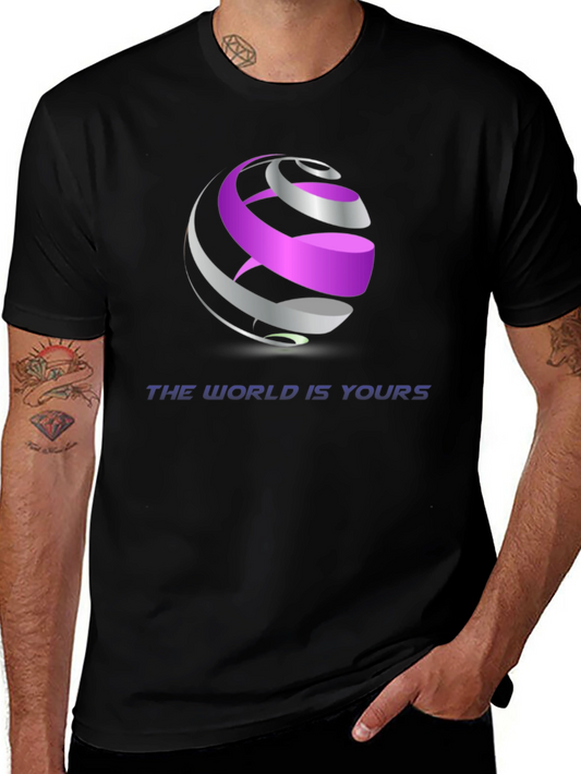 Abstract Globe Graphic Black T-Shirt