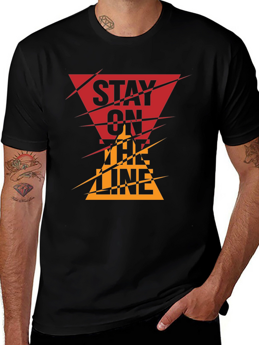 Stay On The Line Graphic Tee - Modern Geometric Design