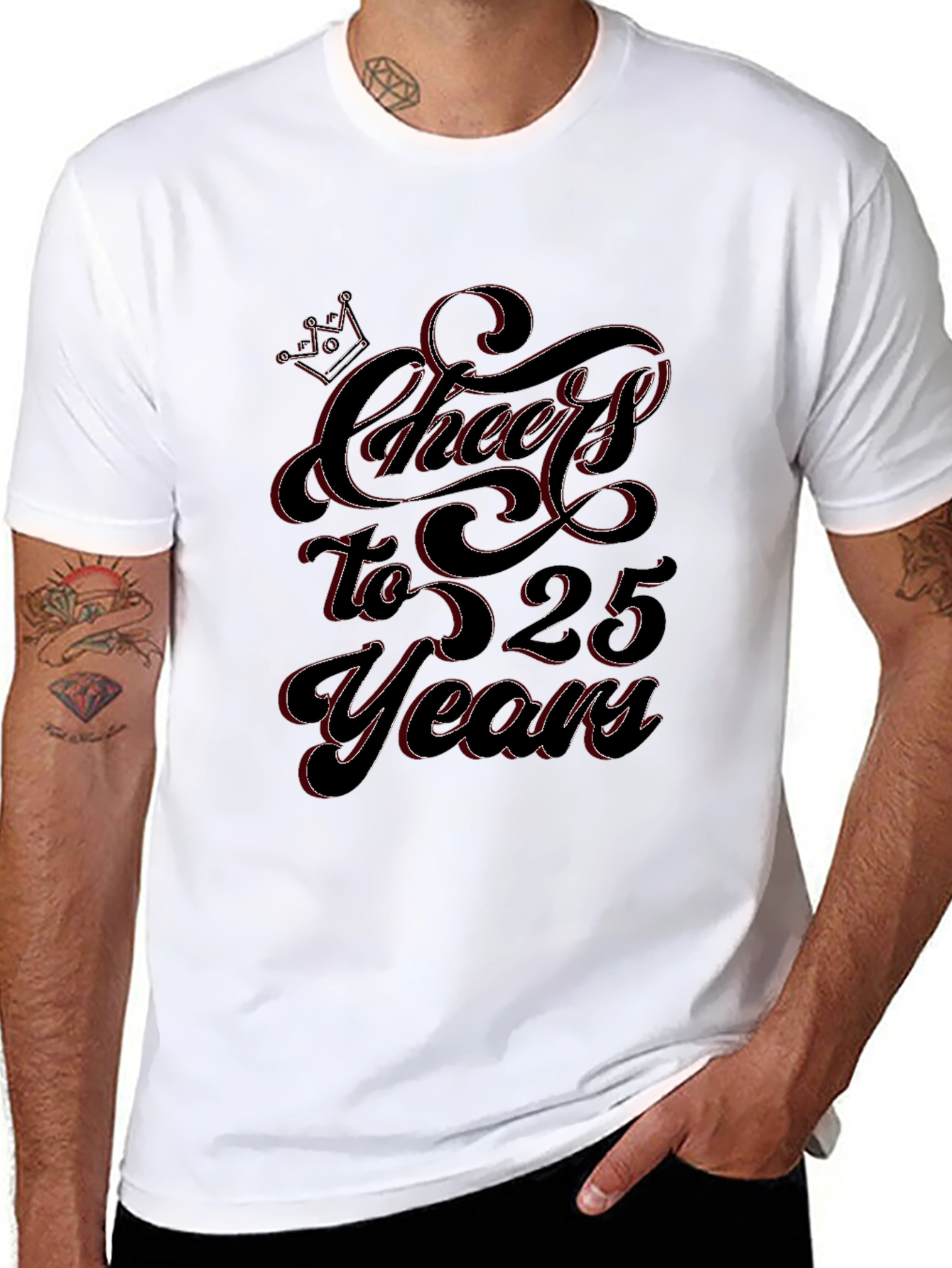 Cheers to 25 Years Black Graphic T-Shirt