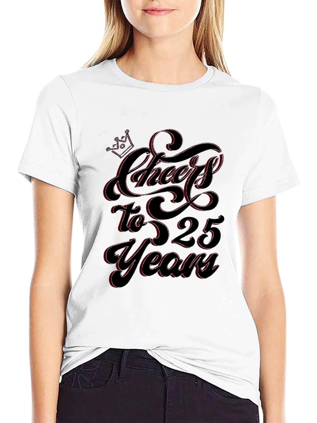 Cheers to 25 Years Black Graphic T-Shirt