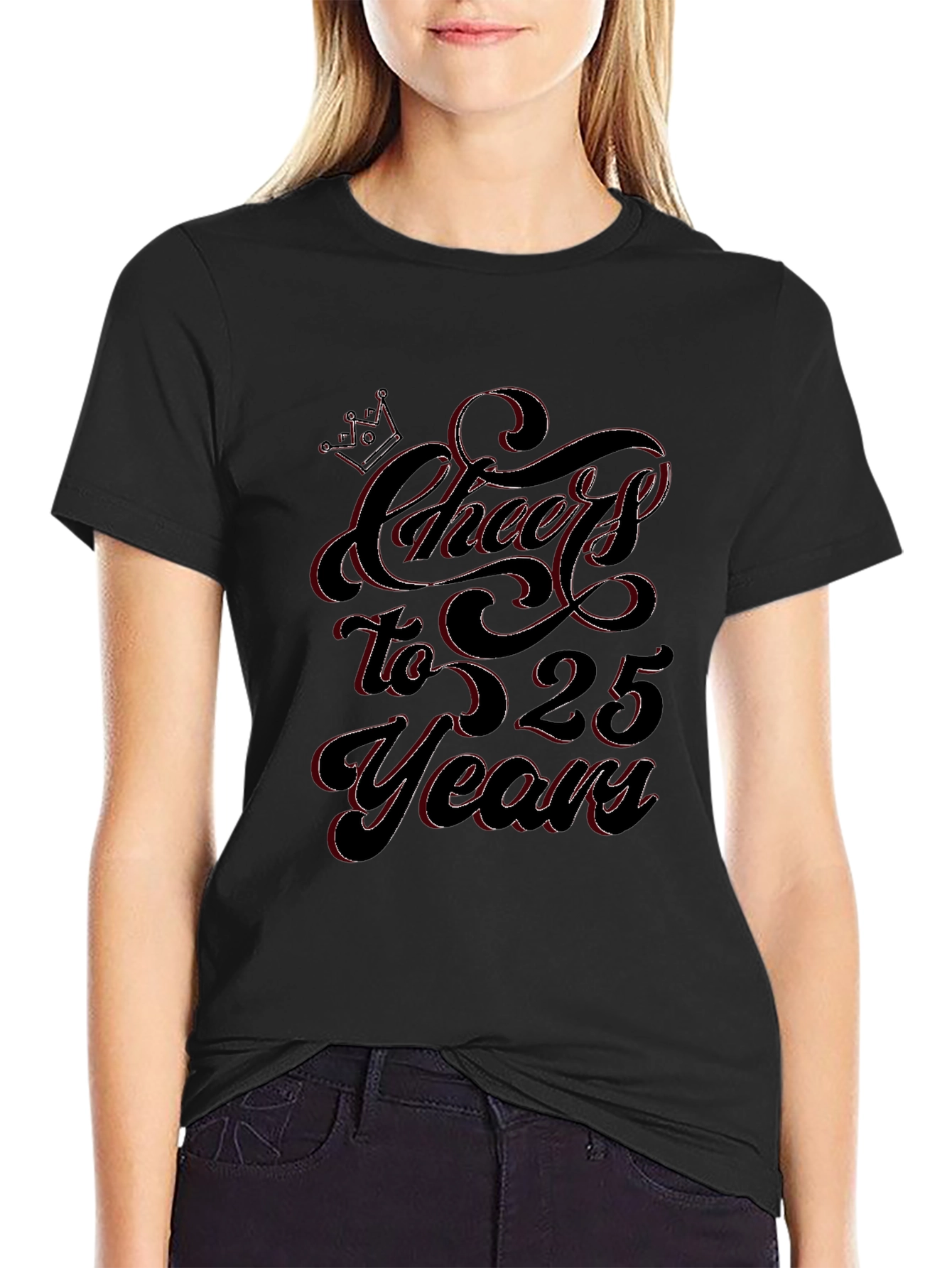 Cheers to 25 Years Black Graphic T-Shirt