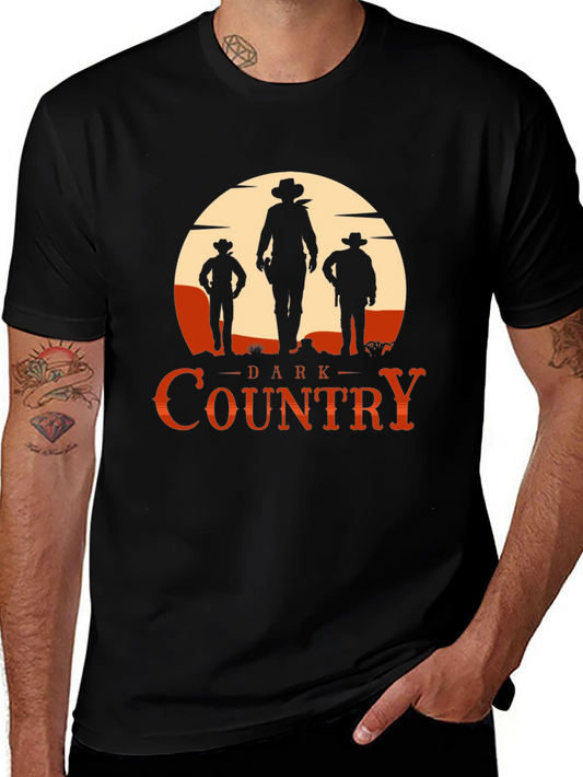 Dark Country Cowboy Graphic Tee - Western Style