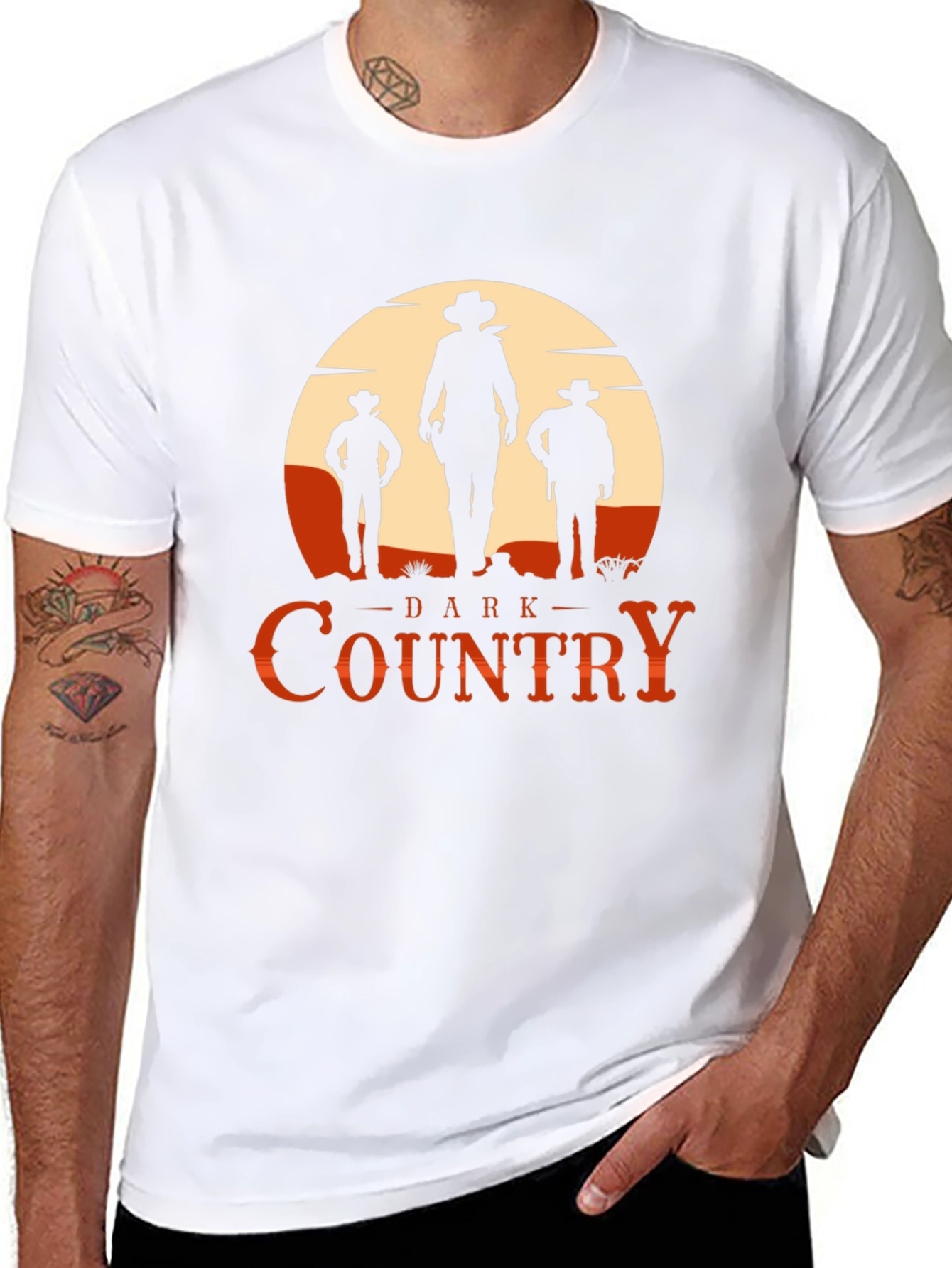 Dark Country Cowboy Graphic Tee - Western Style