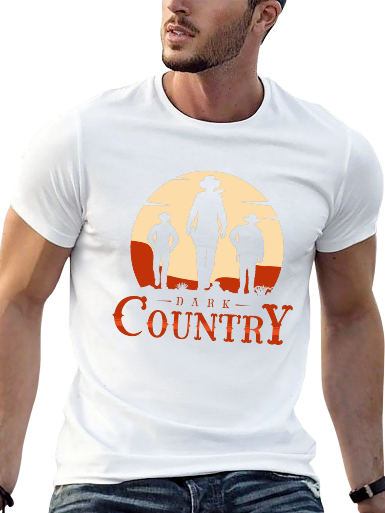Dark Country Cowboy Graphic Tee - Western Style
