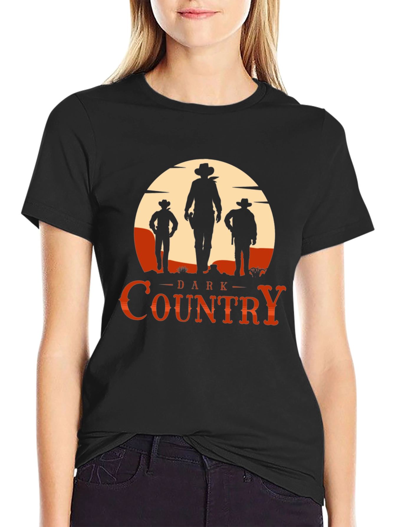 Dark Country Cowboy Graphic Tee - Western Style