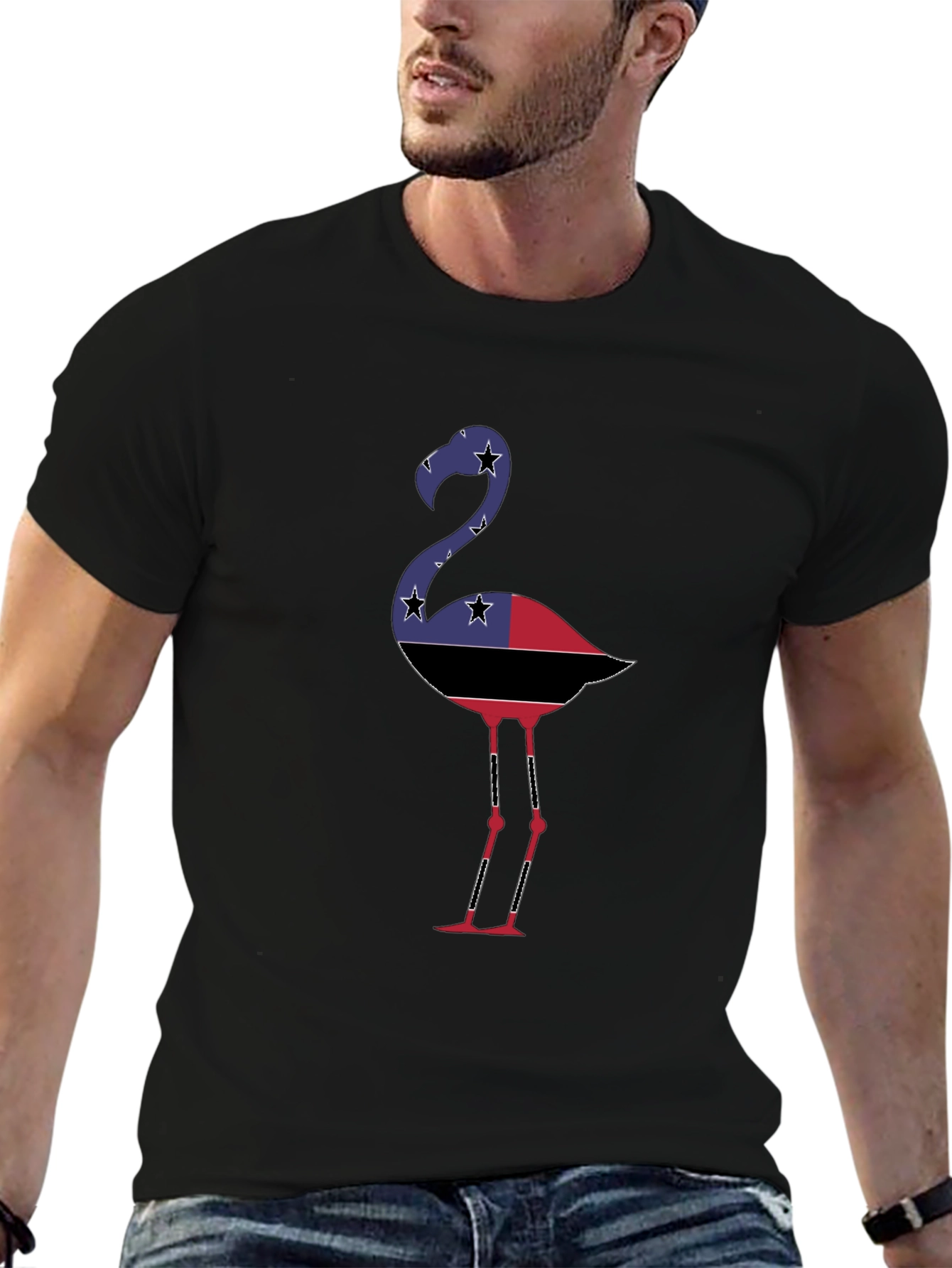 Flamingo Graphic Tee - Stylish Black Cotton Shirt