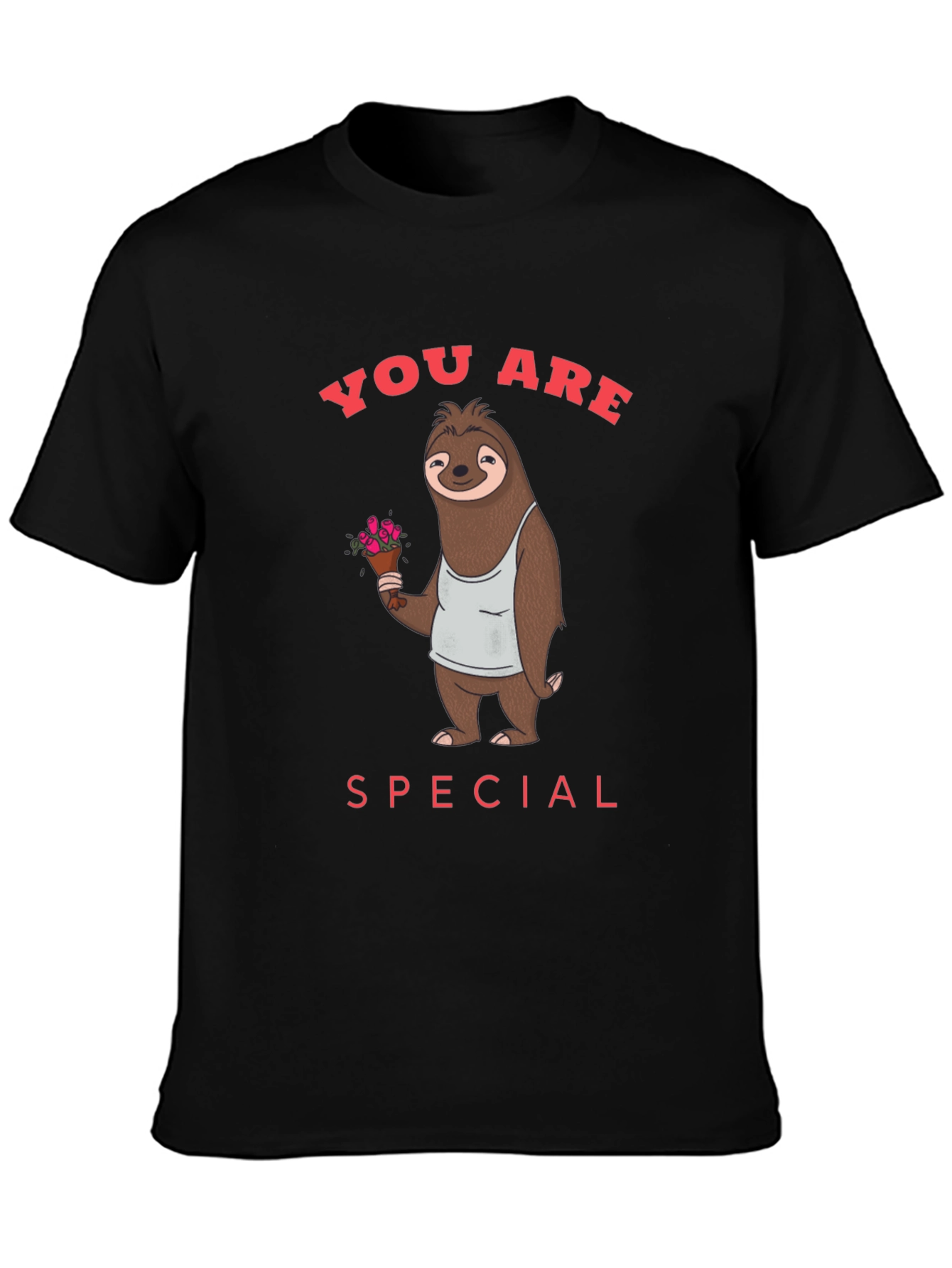 Cute Sloth with Flowers Graphic T-Shirt
