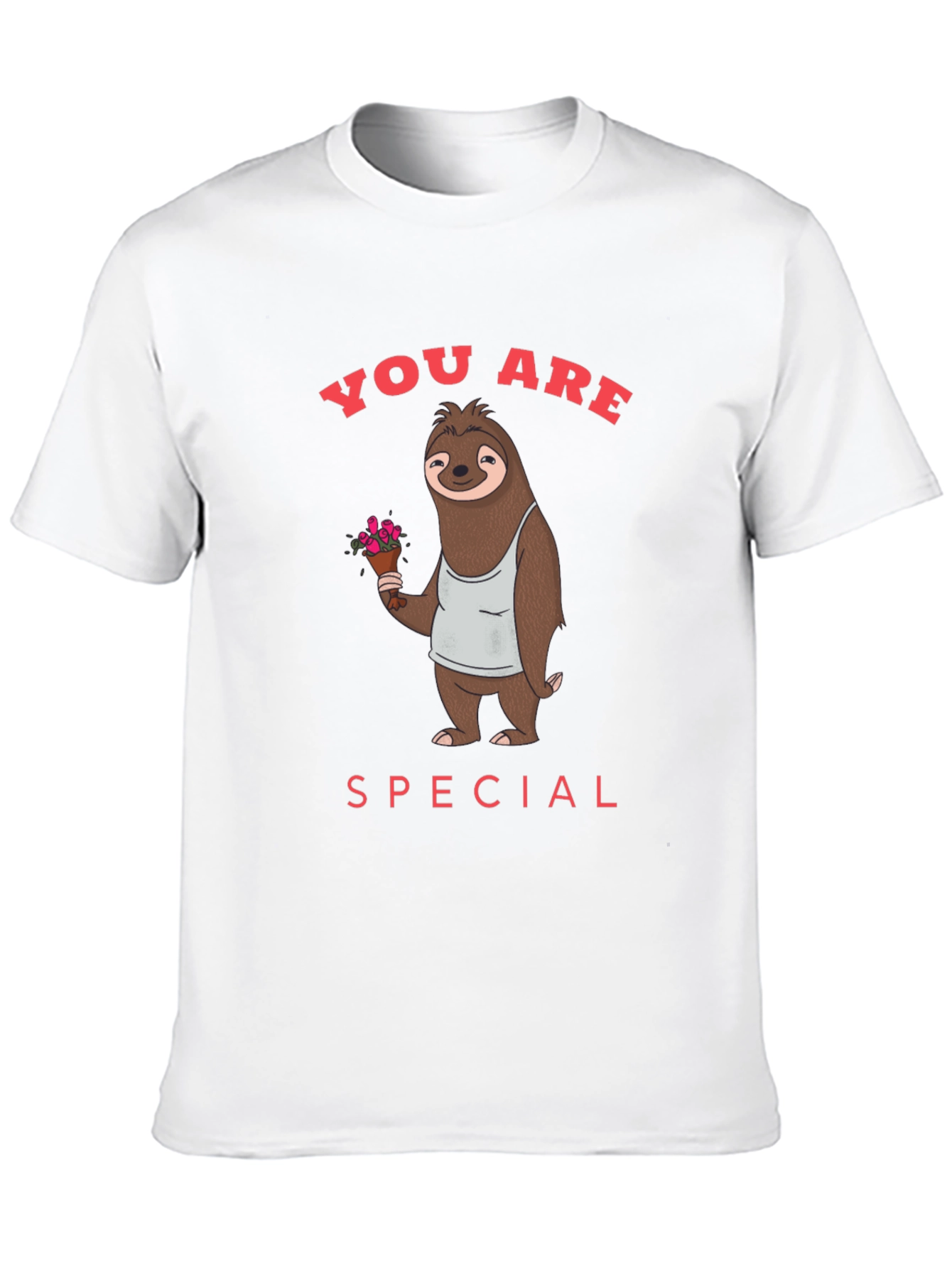 Cute Sloth with Flowers Graphic T-Shirt