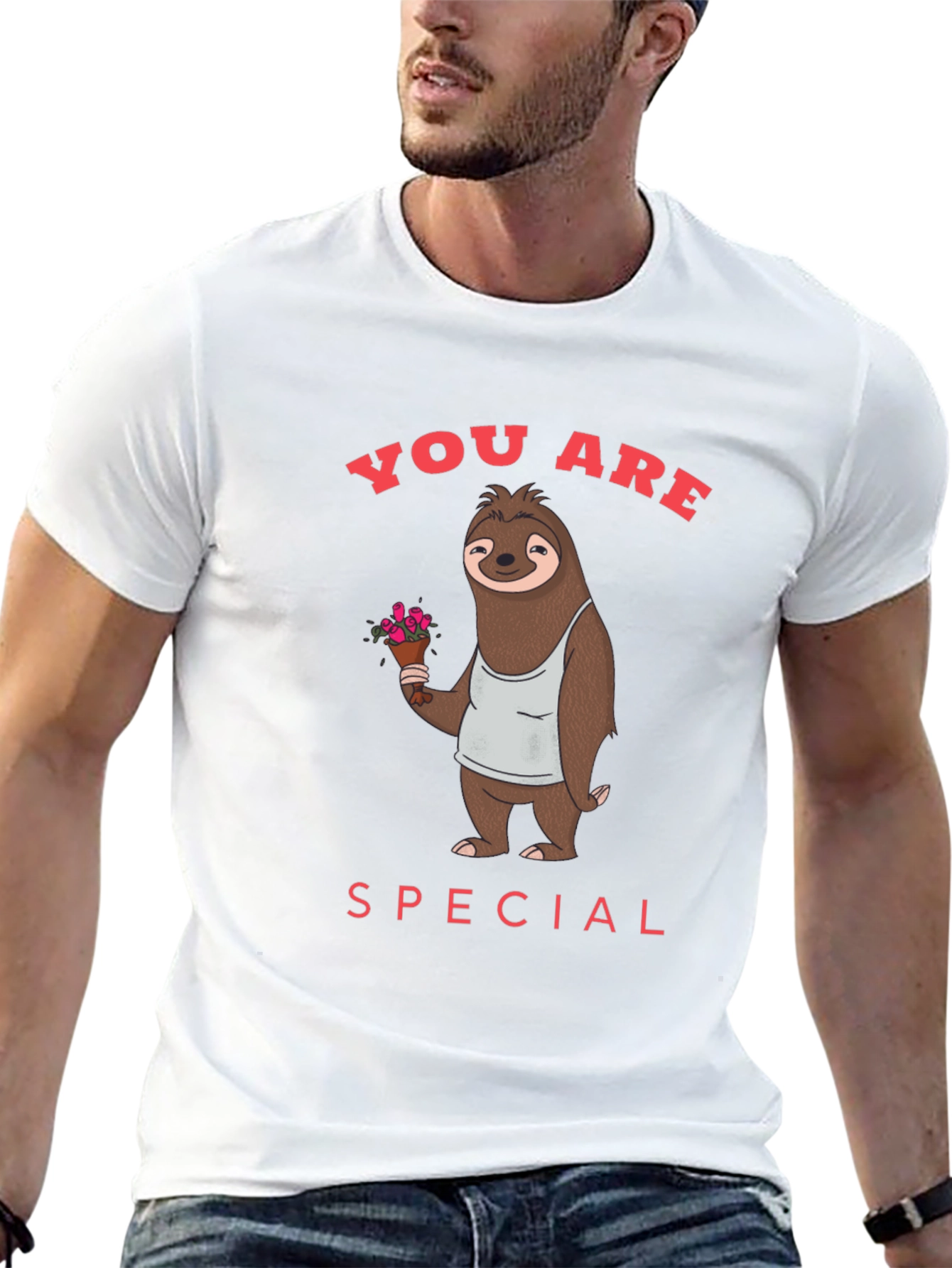 Cute Sloth with Flowers Graphic T-Shirt