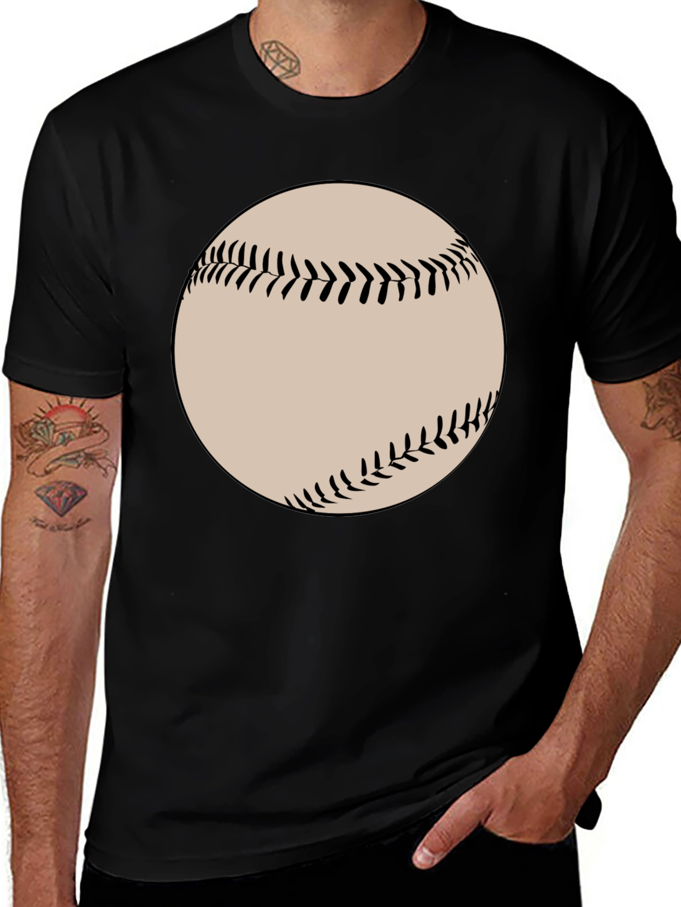 Baseball Graphic Tee - Black Cotton Blend