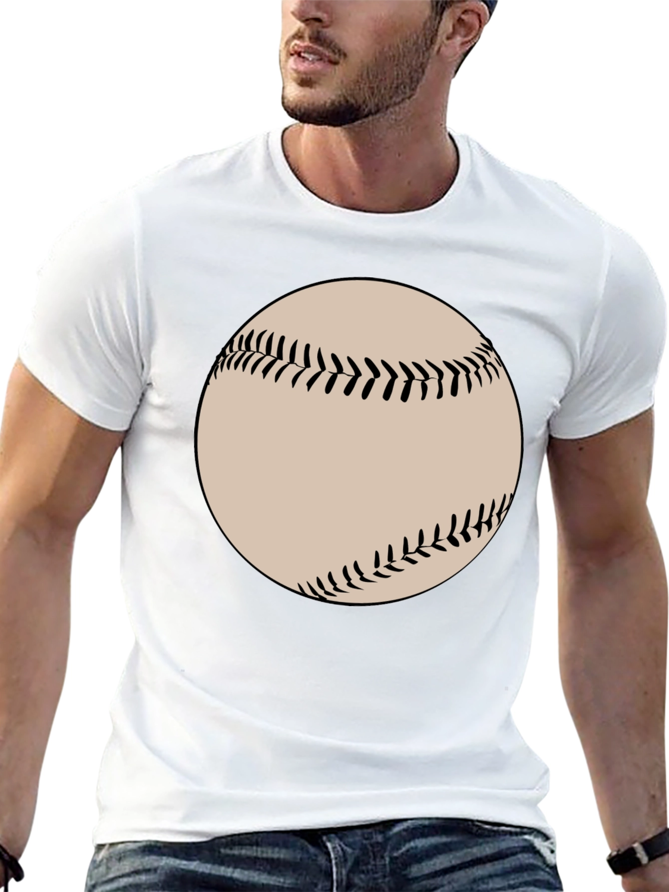 Baseball Graphic Tee - Black Cotton Blend