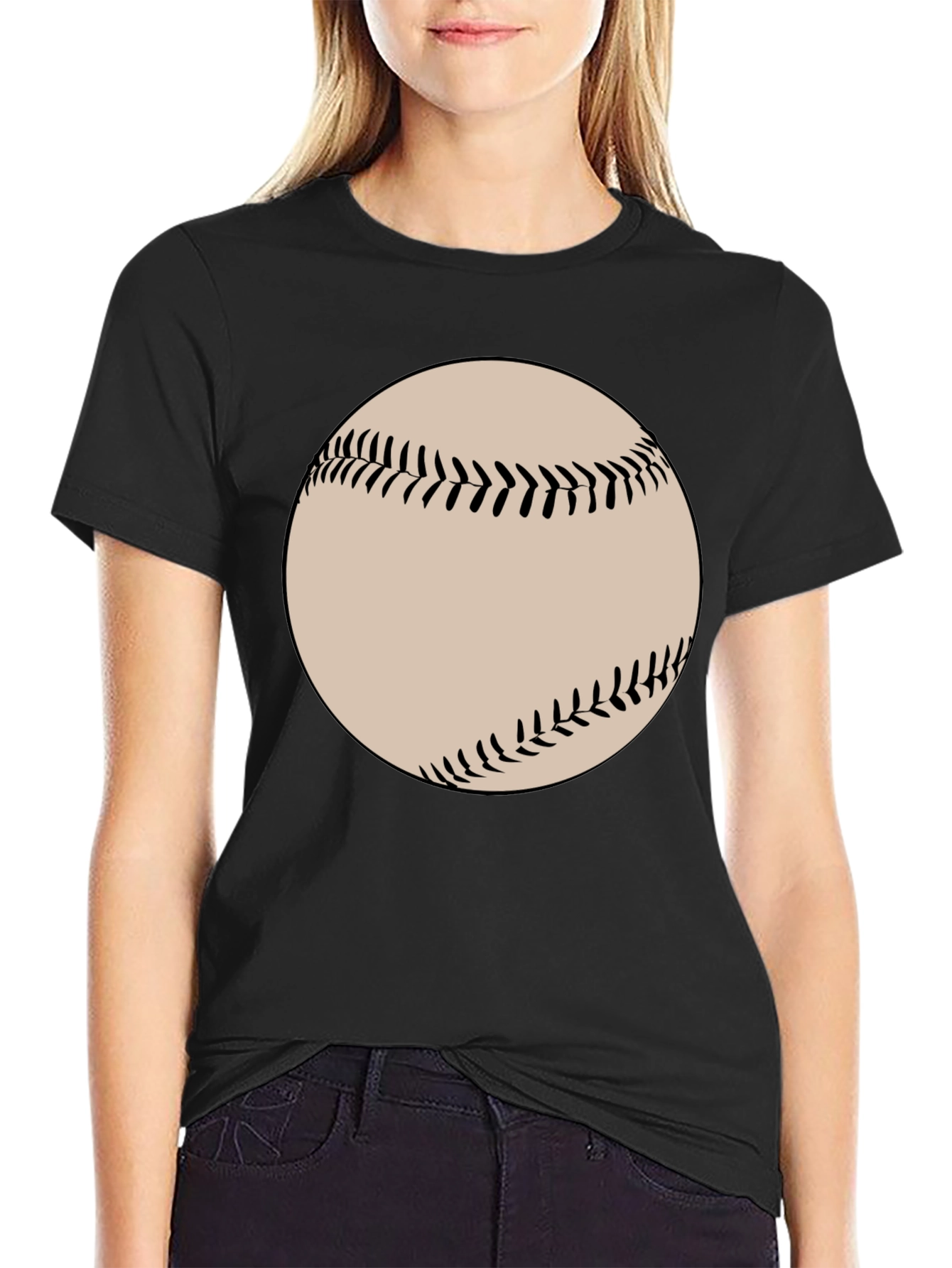 Baseball Graphic Tee - Black Cotton Blend