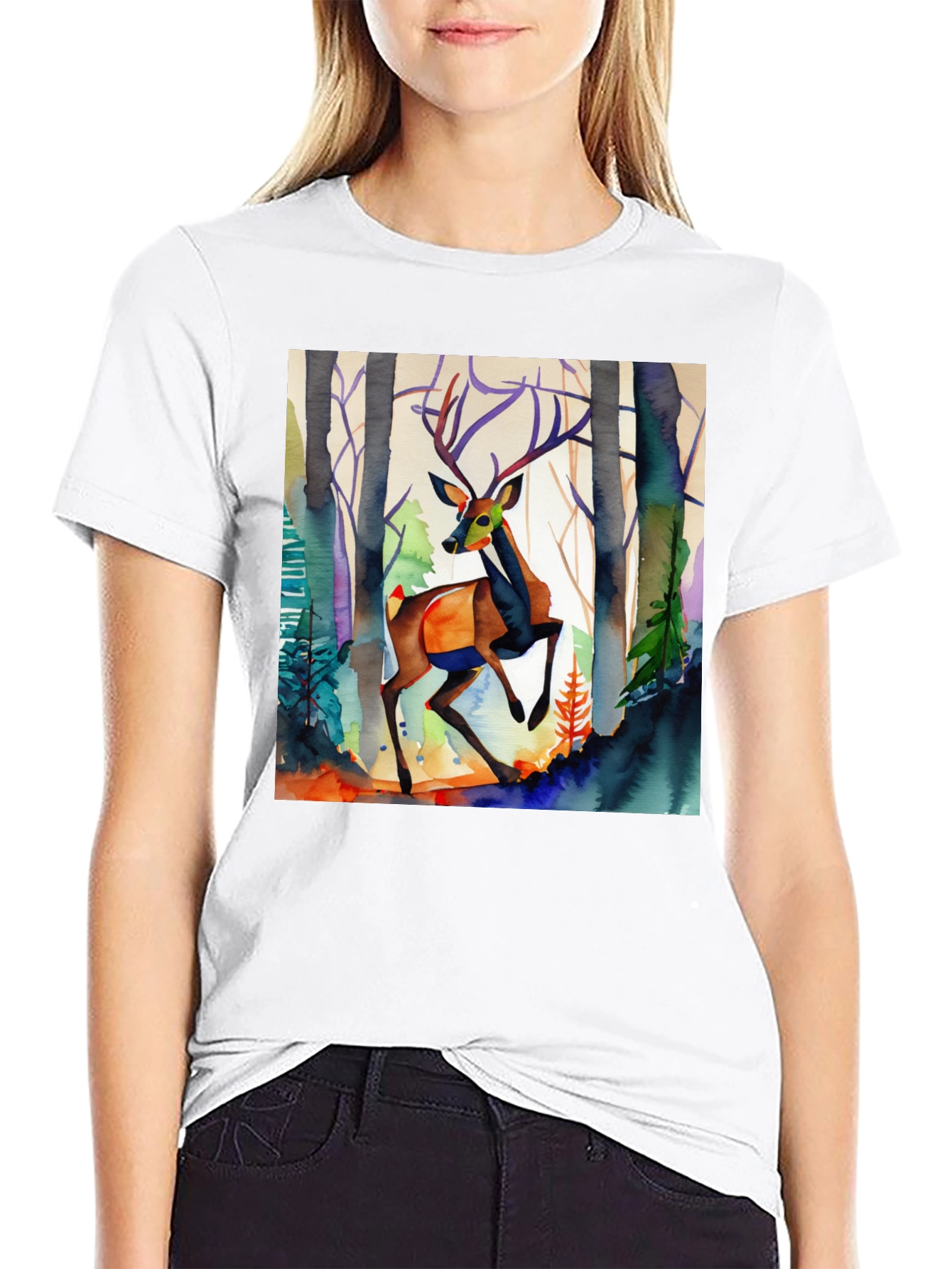 Watercolor Deer Graphic Tee