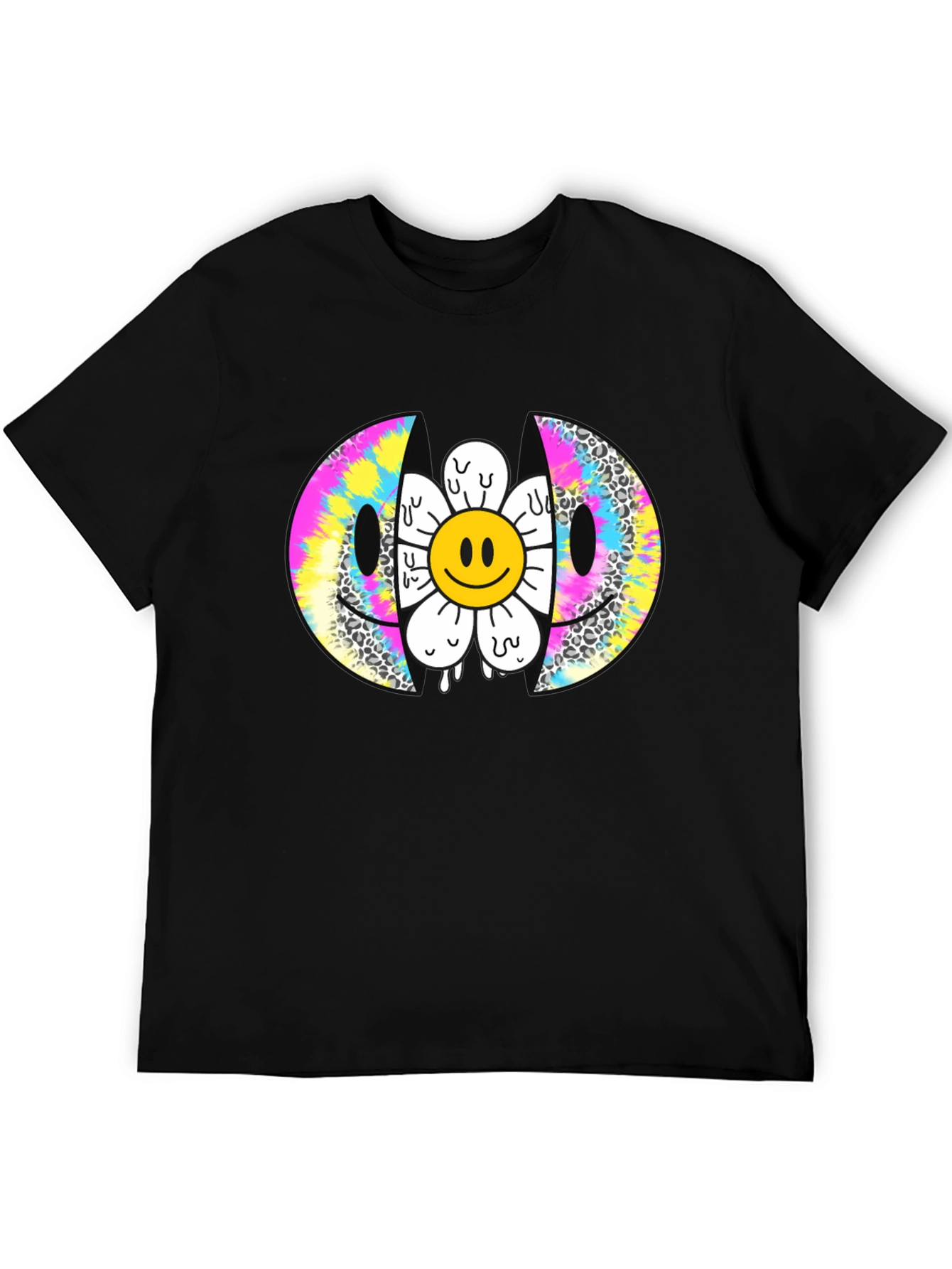 Smiley Face Flower Graphic Tee - Trendy Style