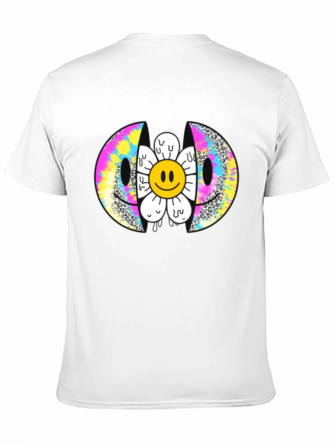 Smiley Face Flower Graphic Tee - Trendy Style