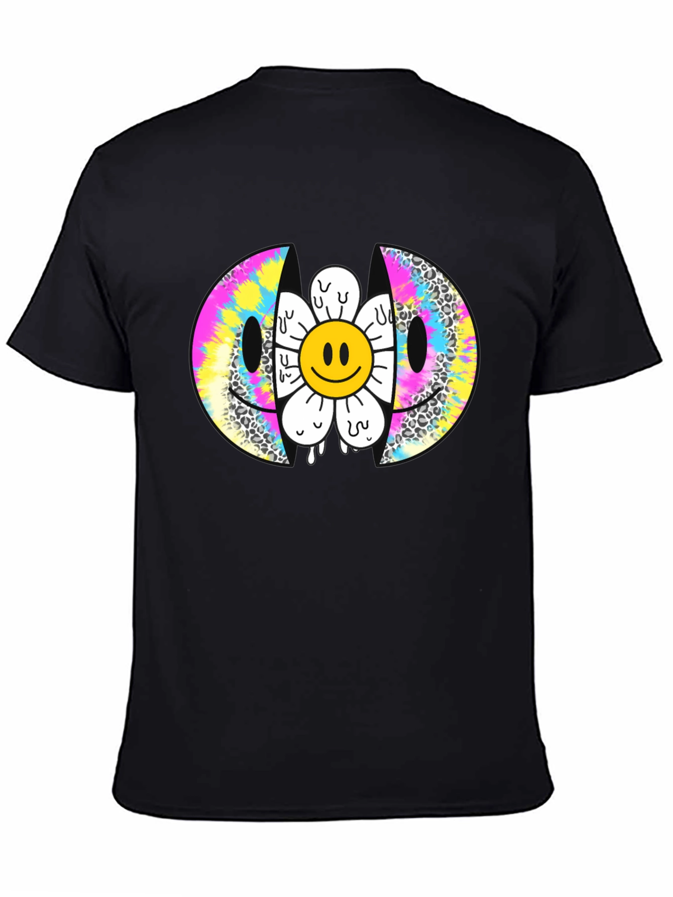 Smiley Face Flower Graphic Tee - Trendy Style
