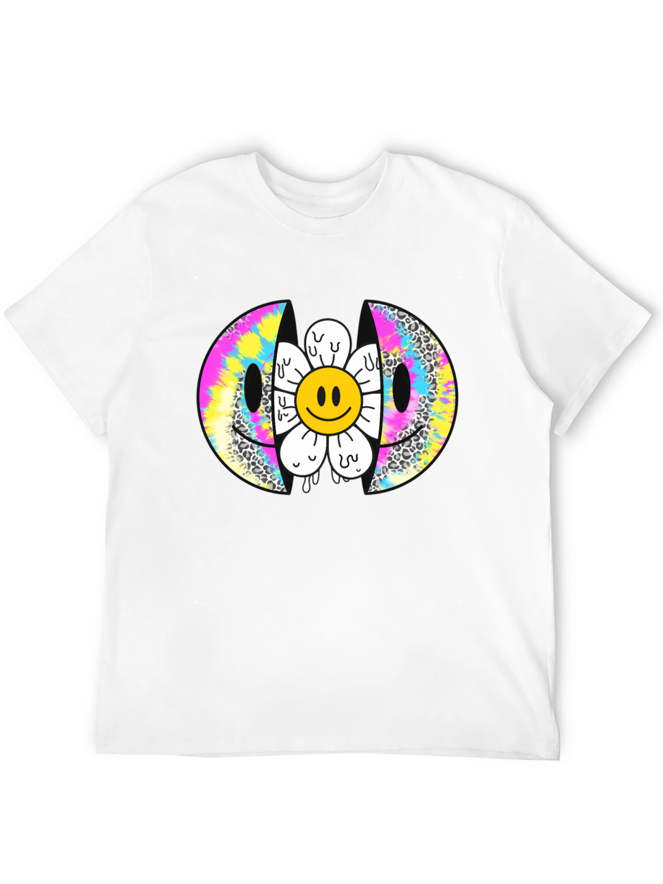 Smiley Face Flower Graphic Tee - Trendy Style