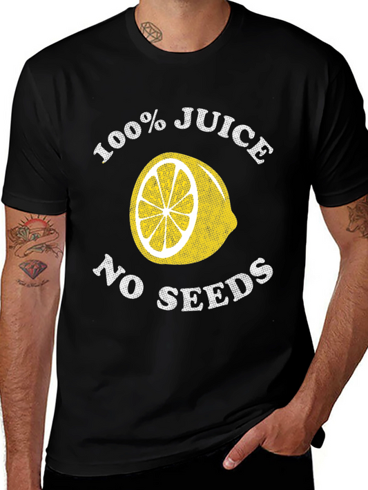 100% Juice No Seeds Graphic Tee - Black Cotton T-Shirt