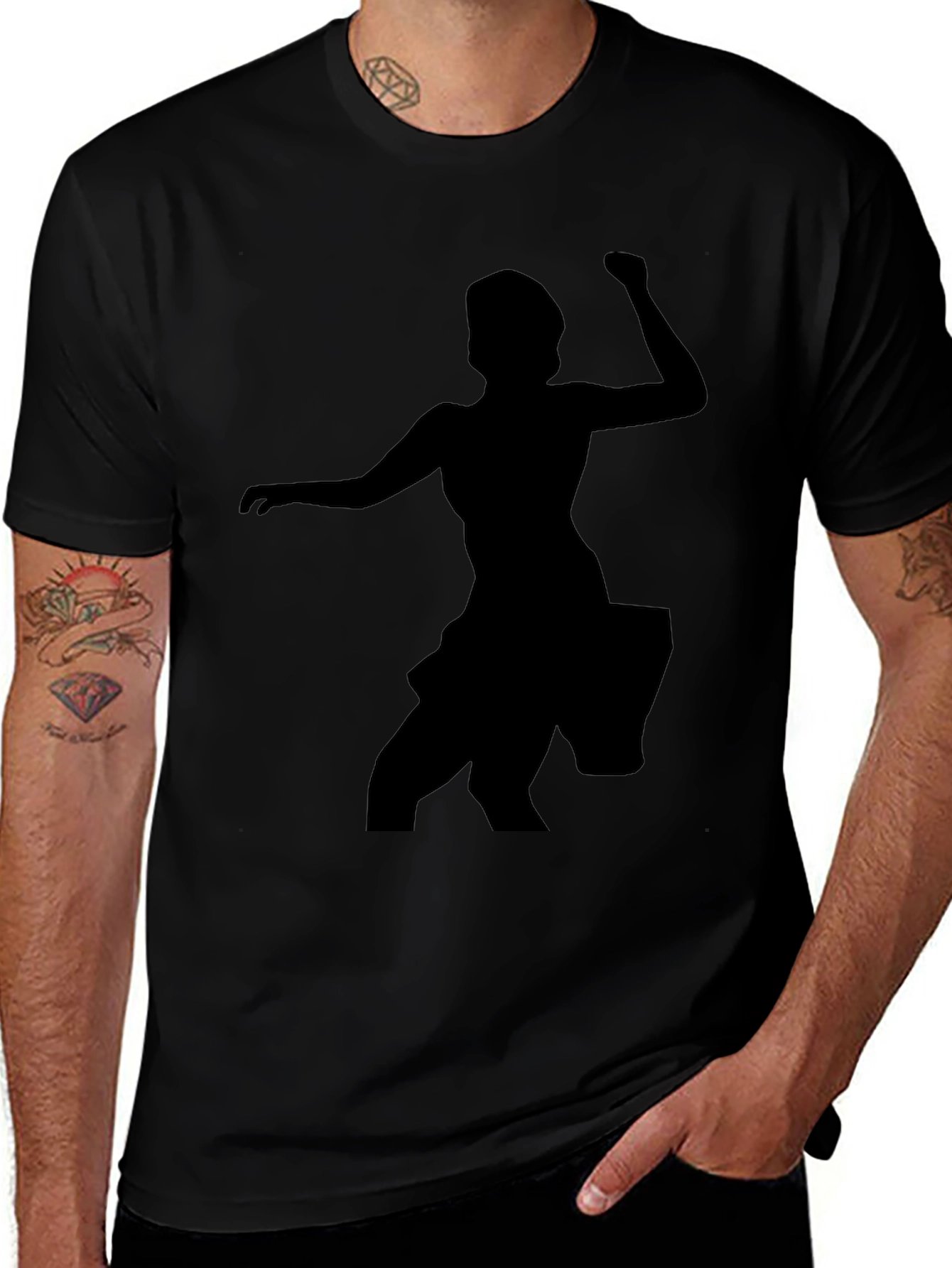 Silhouette Dancer Graphic Tee - Black Cotton T-Shirt