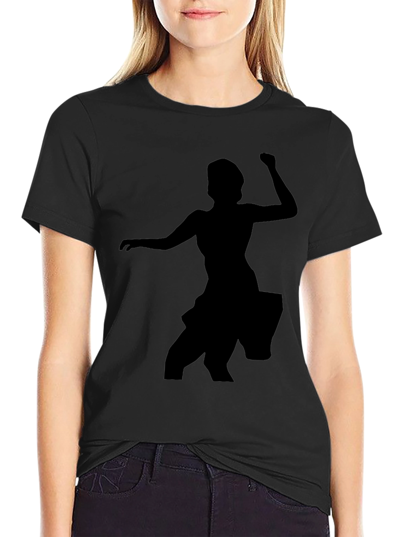 Silhouette Dancer Graphic Tee - Black Cotton T-Shirt