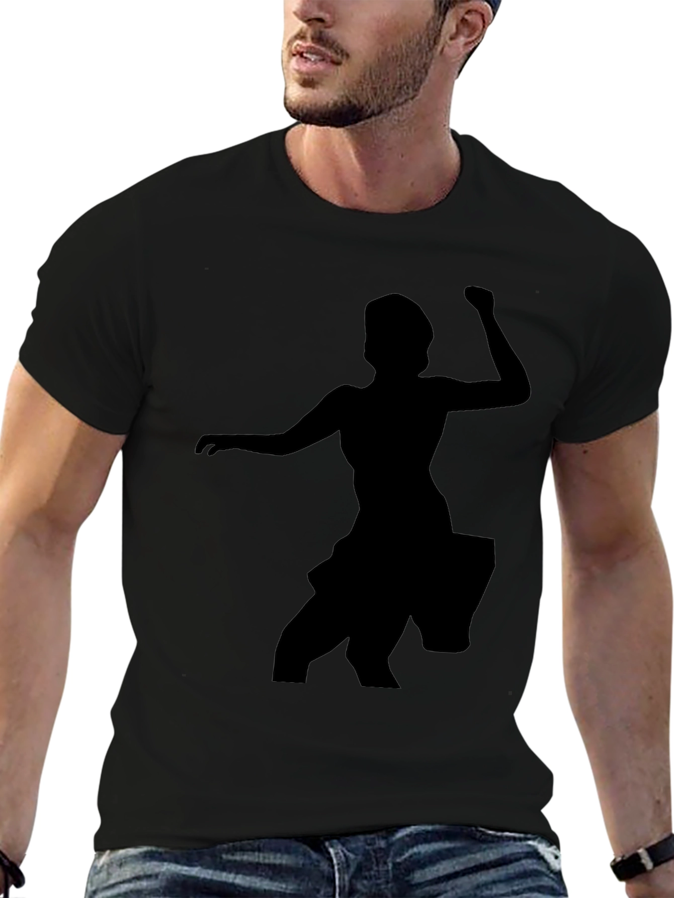 Silhouette Dancer Graphic Tee - Black Cotton T-Shirt