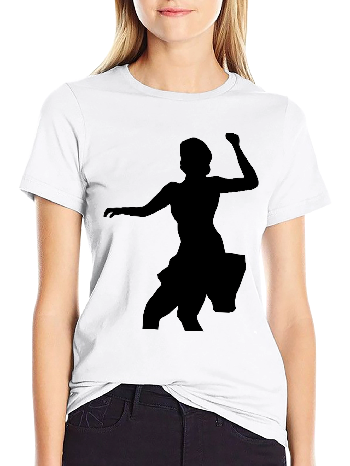 Silhouette Dancer Graphic Tee - Black Cotton T-Shirt