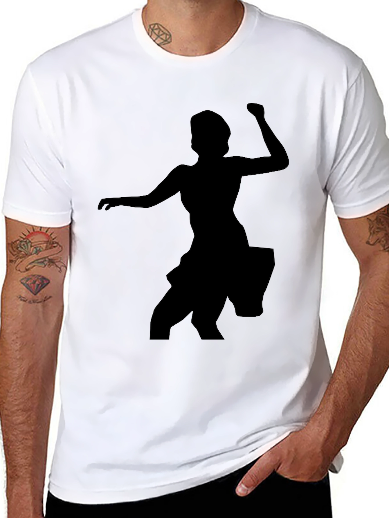 Silhouette Dancer Graphic Tee - Black Cotton T-Shirt