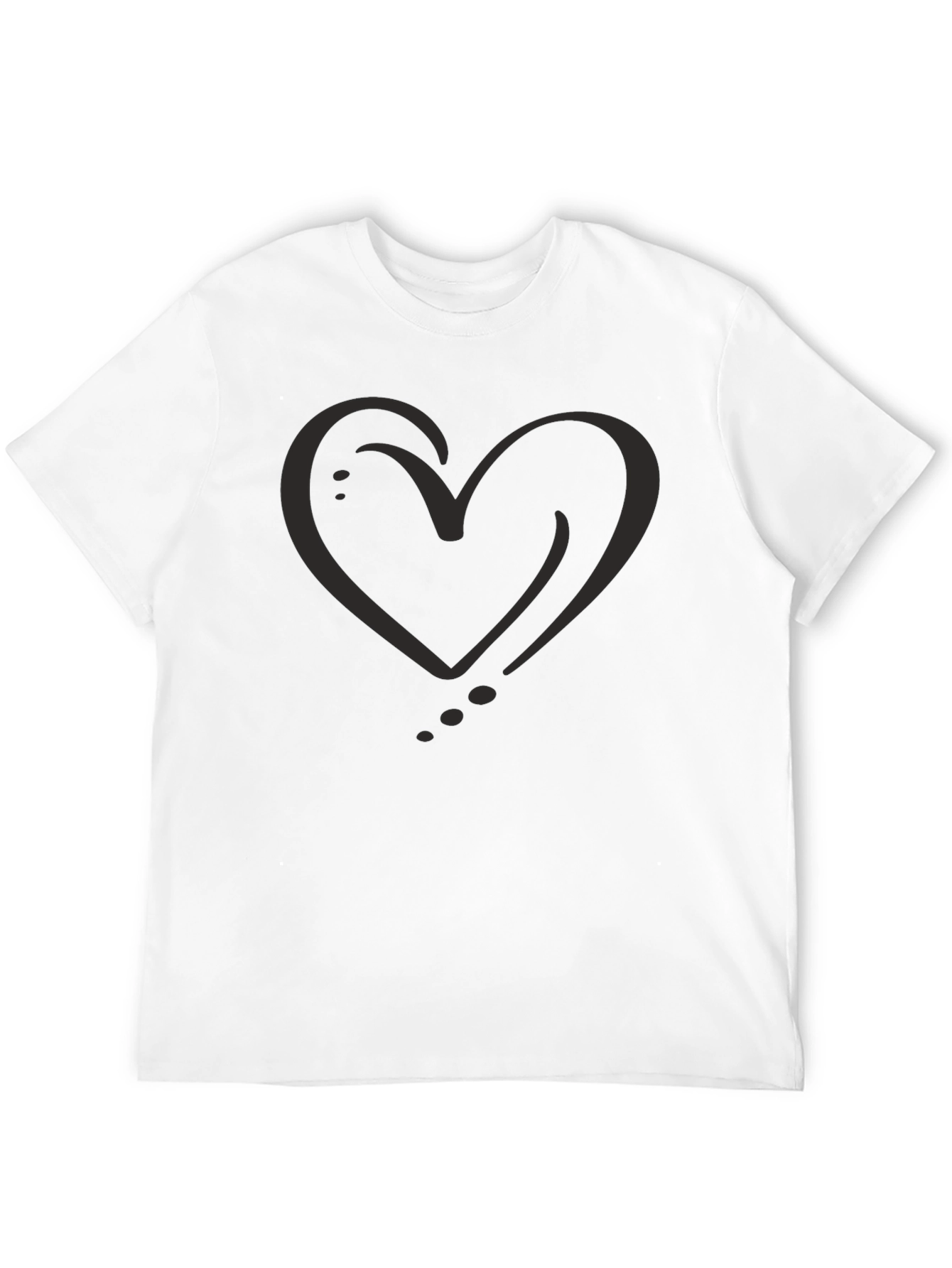 Heart Graphic Black T-Shirt Casual Style