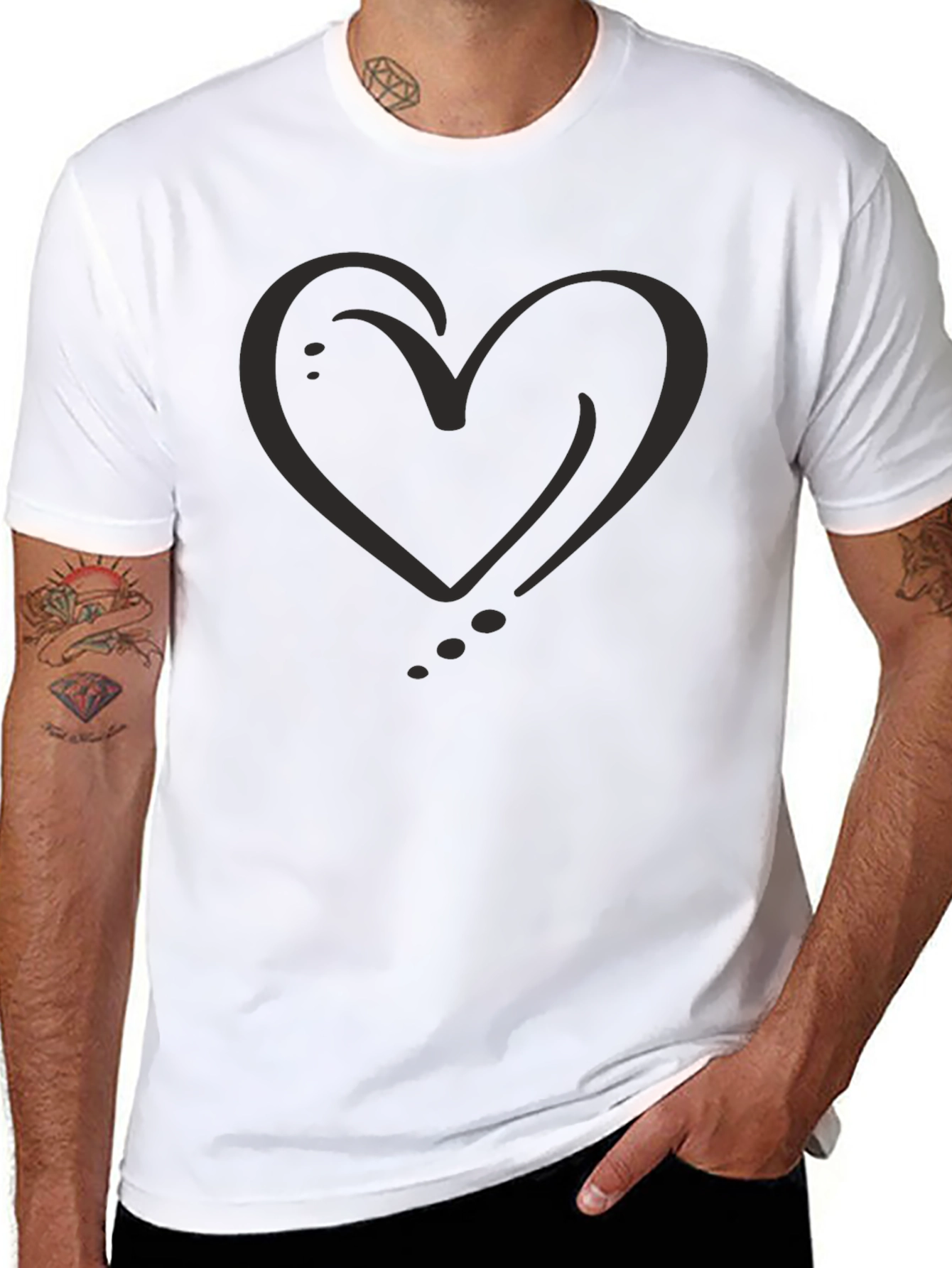 Heart Graphic Black T-Shirt Casual Style