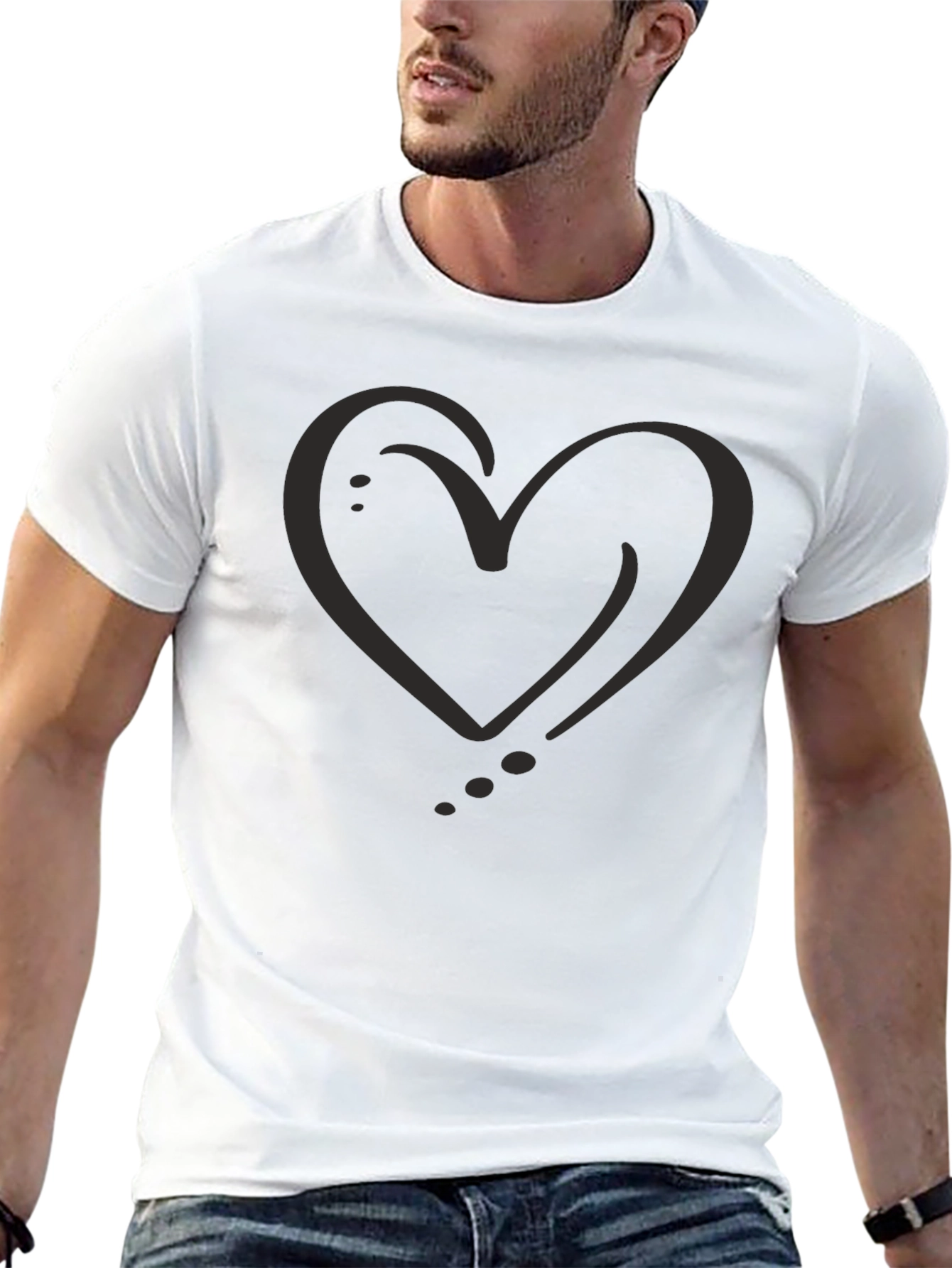 Heart Graphic Black T-Shirt Casual Style
