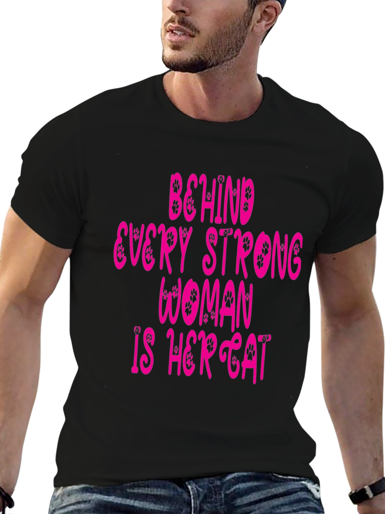 Behind Every Strong Woman Is Her Cat T-Shirt