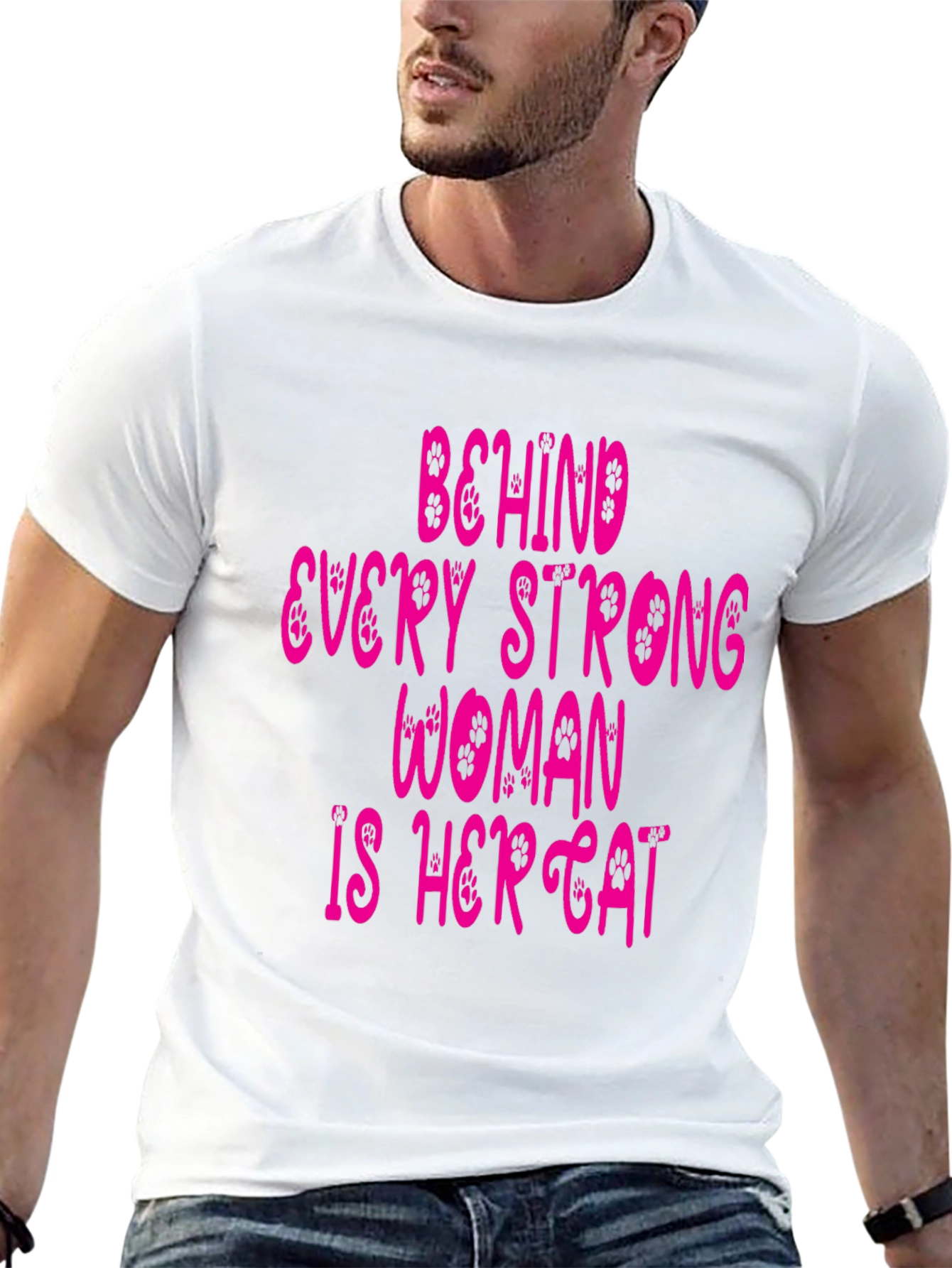 Behind Every Strong Woman Is Her Cat T-Shirt
