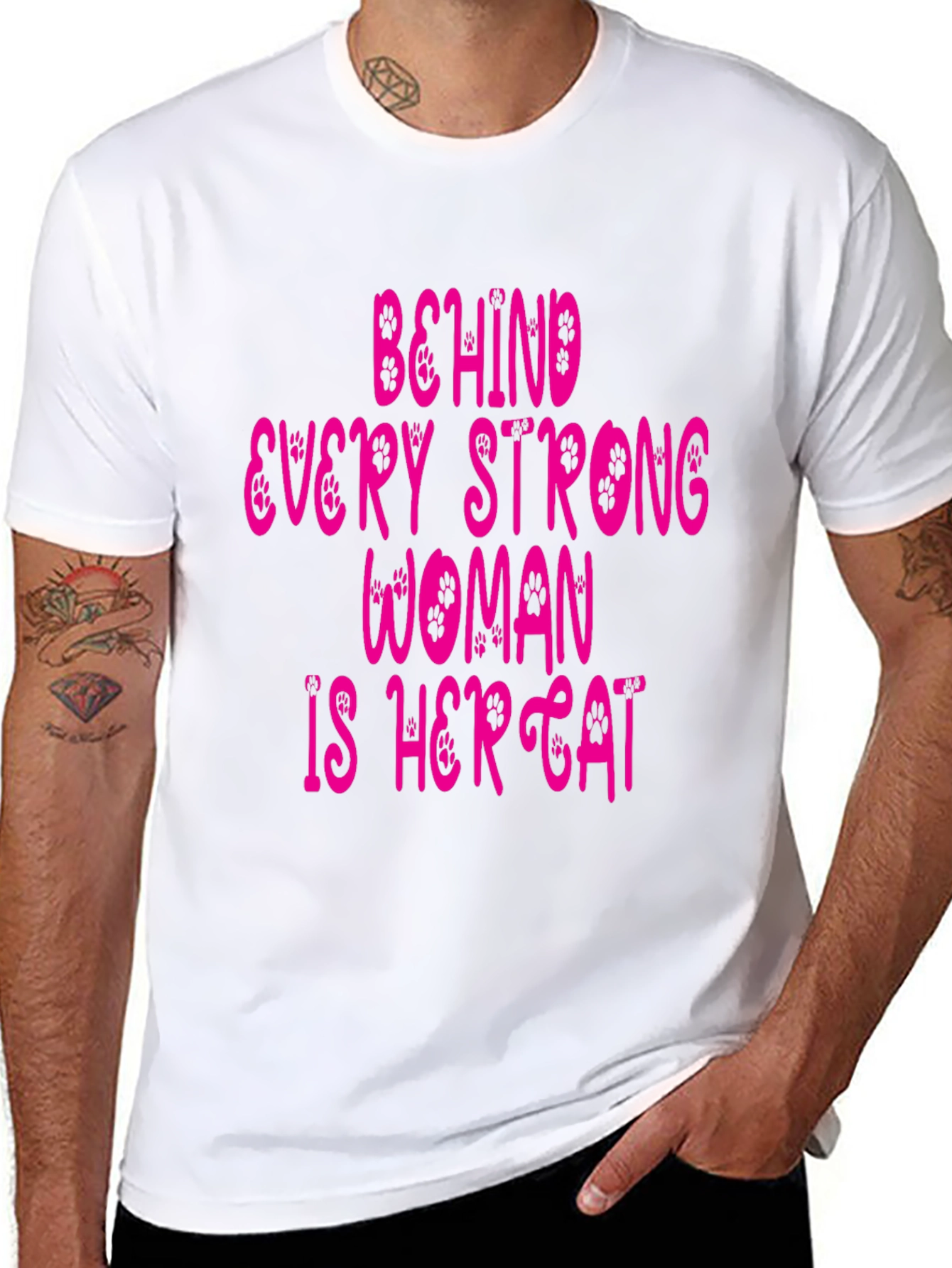 Behind Every Strong Woman Is Her Cat T-Shirt