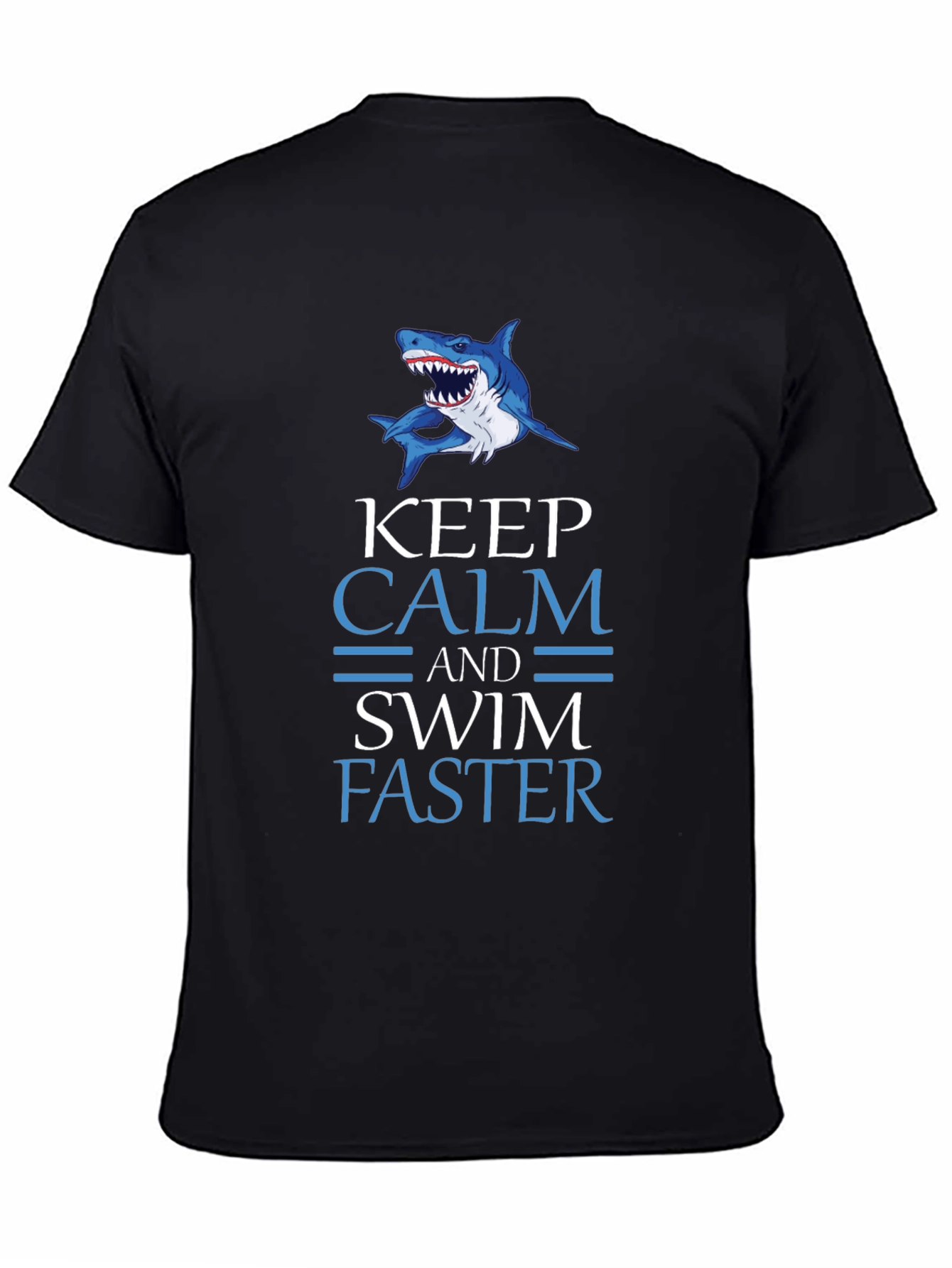 Keep Calm Swim Faster Shark Graphic T-Shirt