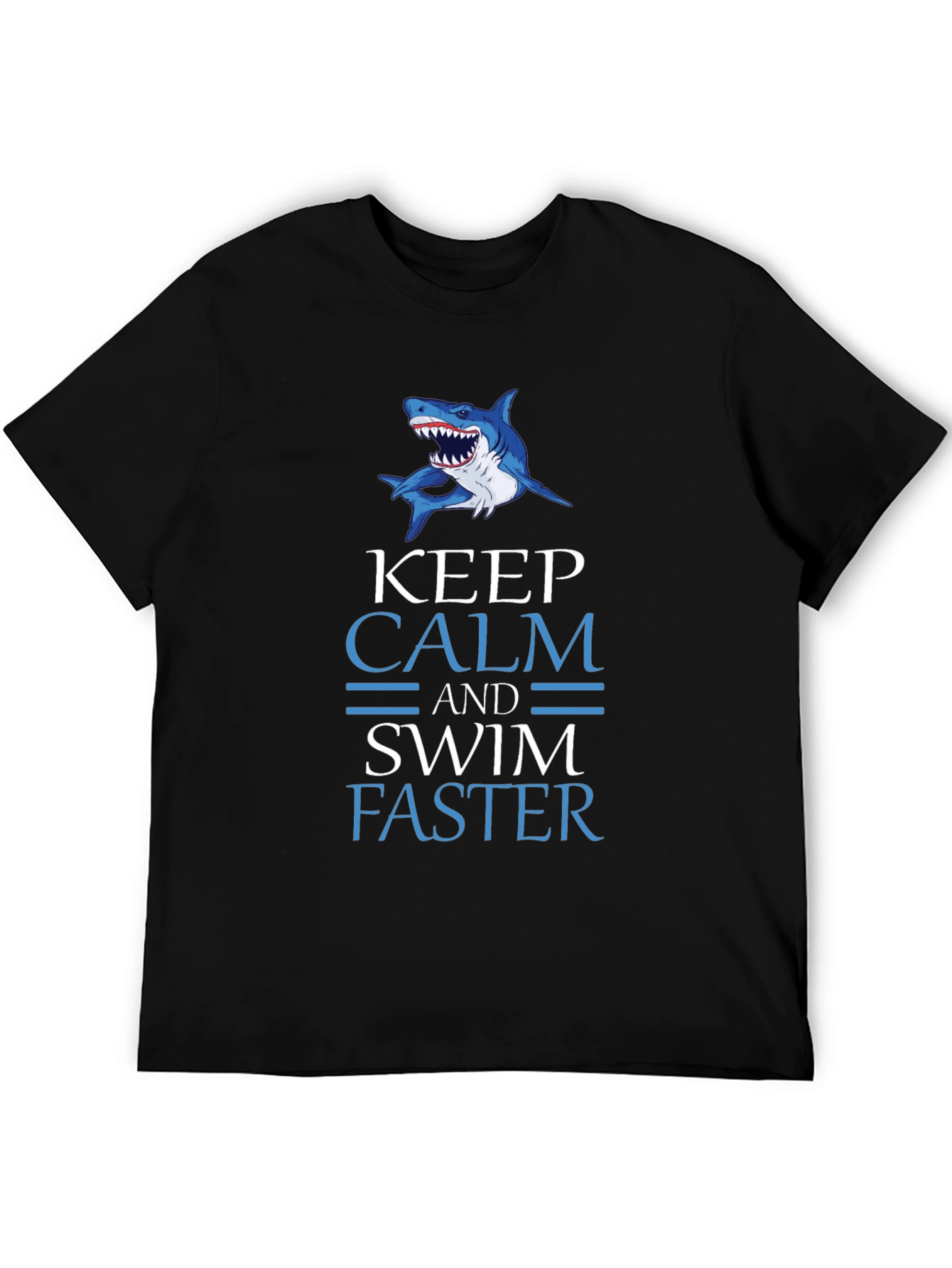 Keep Calm Swim Faster Shark Graphic T-Shirt