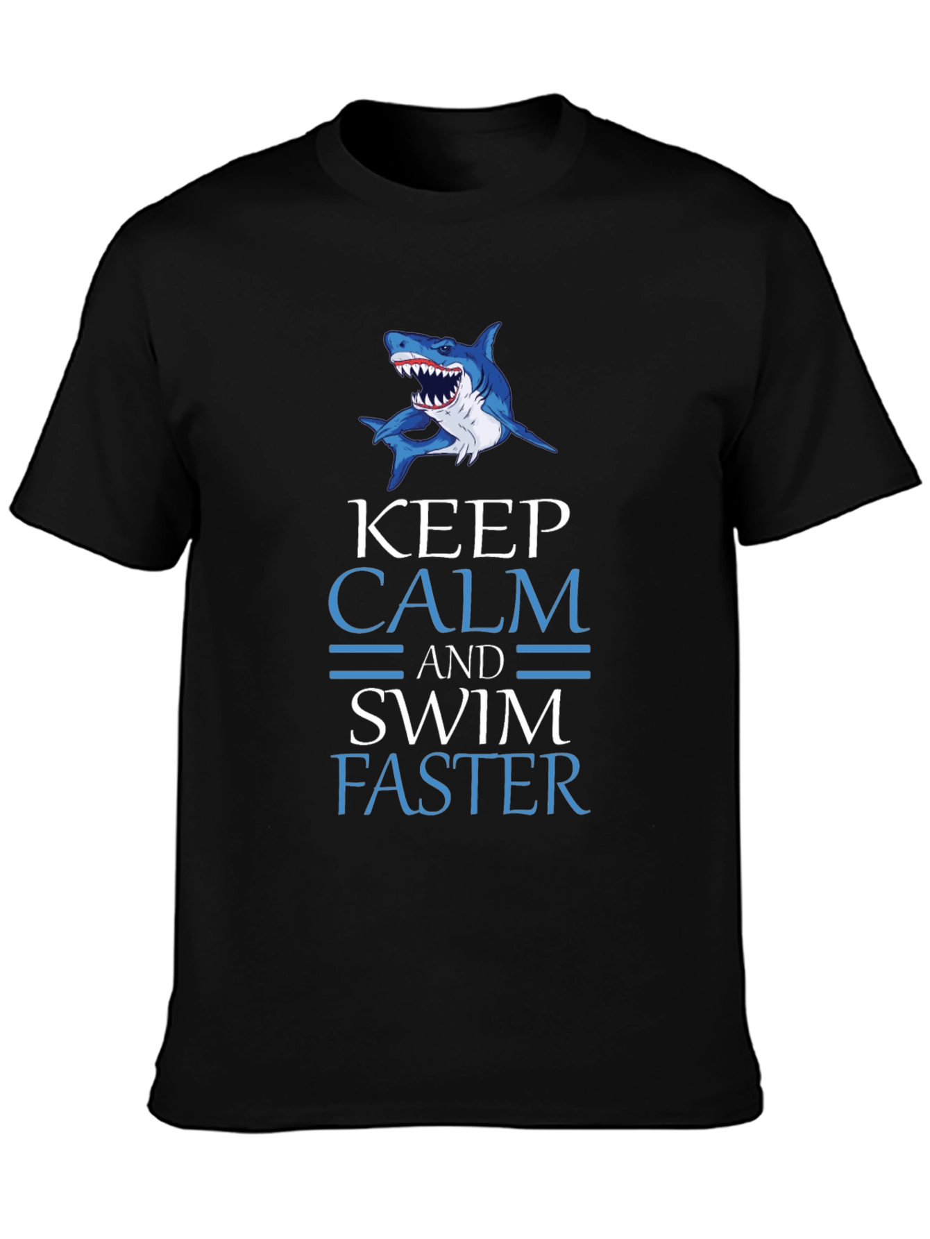 Keep Calm Swim Faster Shark Graphic T-Shirt