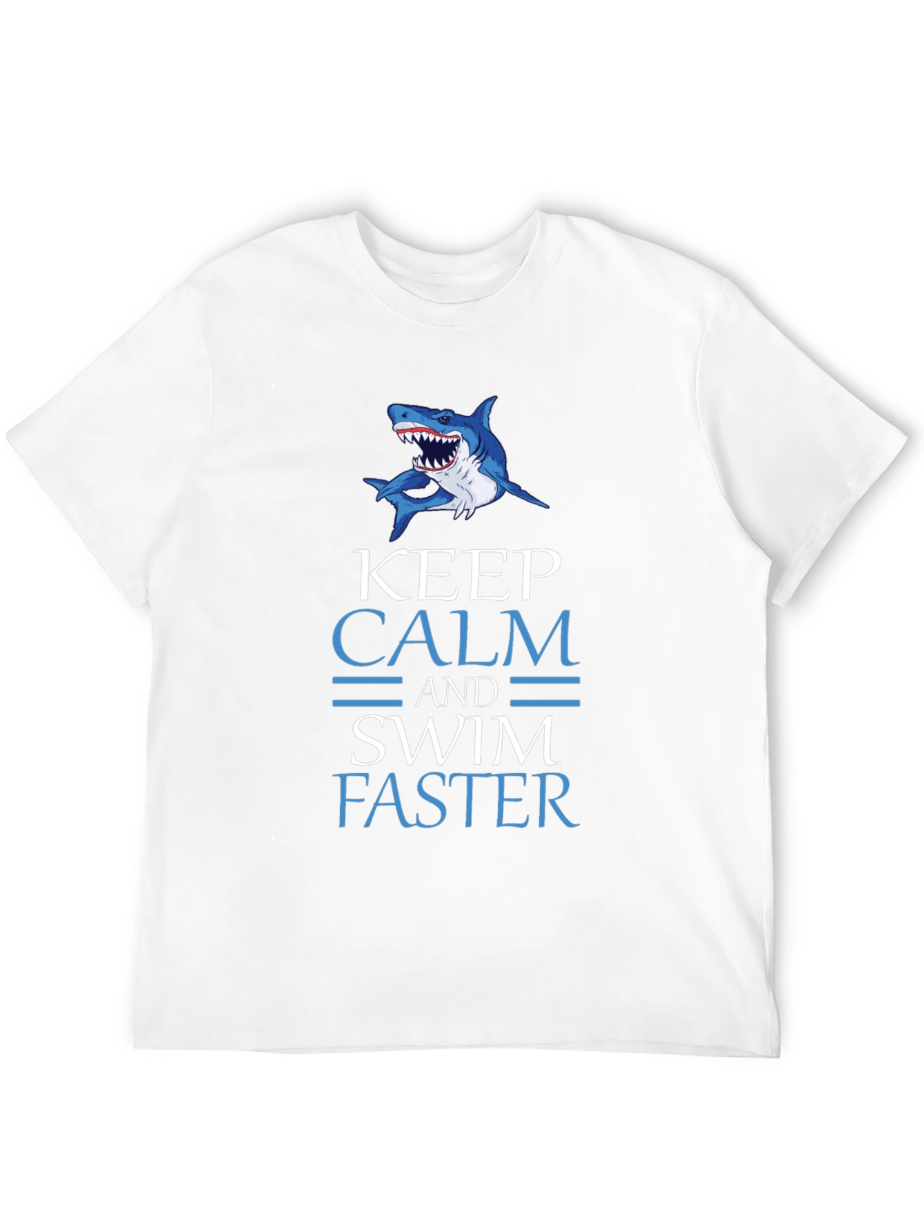 Keep Calm Swim Faster Shark Graphic T-Shirt