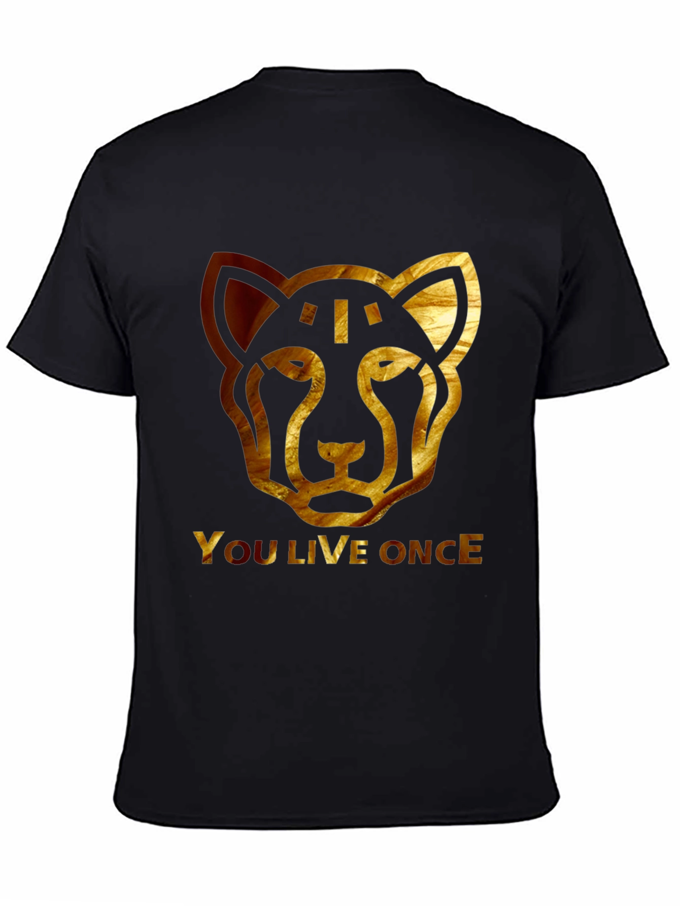 YOLO Cheetah Graphic Tee - Black Cotton T-Shirt