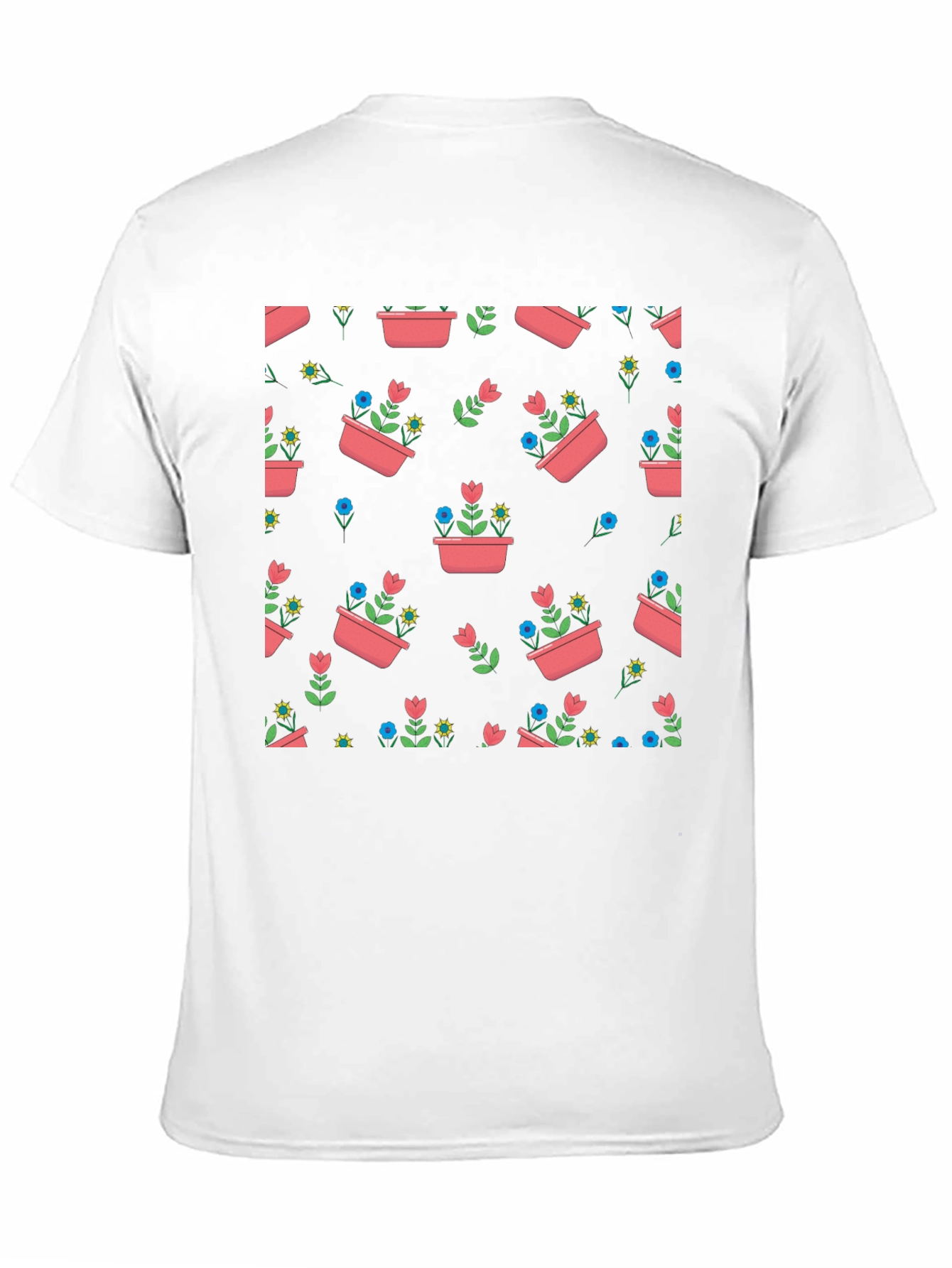 Floral Planter Pattern T-Shirt - Stylish Graphic Tee