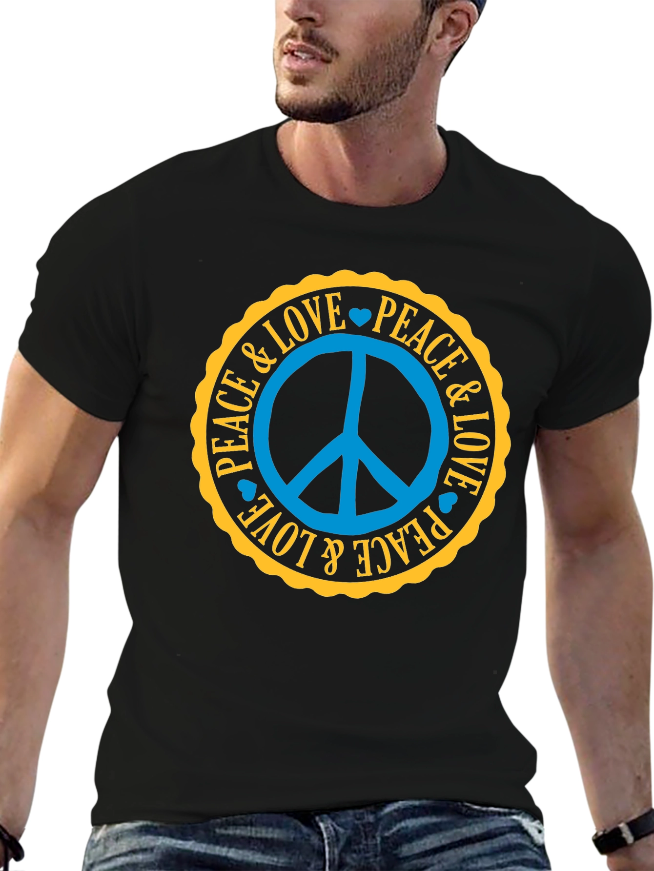 Peace & Love Graphic T-Shirt - Retro Style