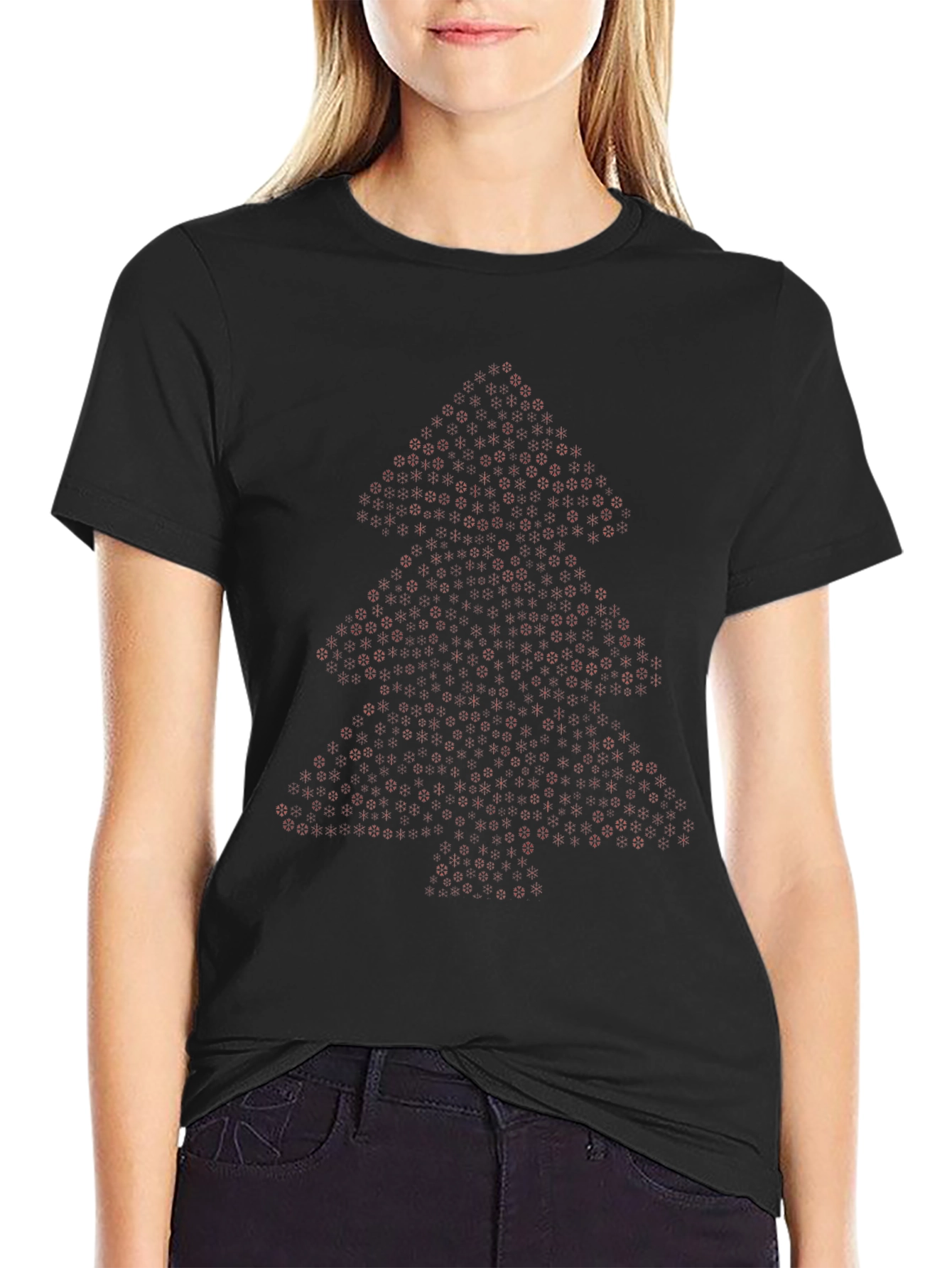 Festive Holiday Tree Black T-Shirt