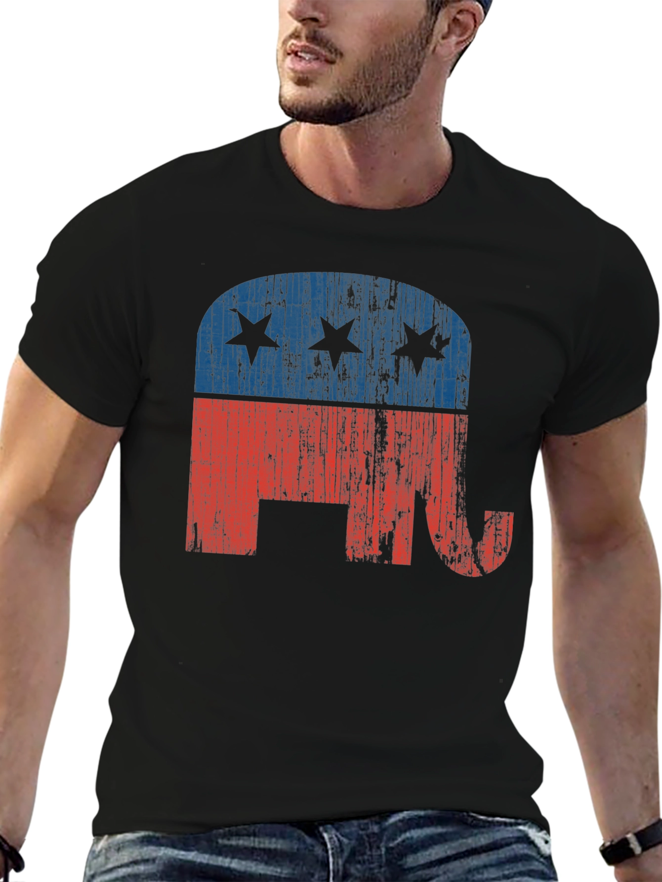 Republican Elephant Distressed Graphic T-Shirt