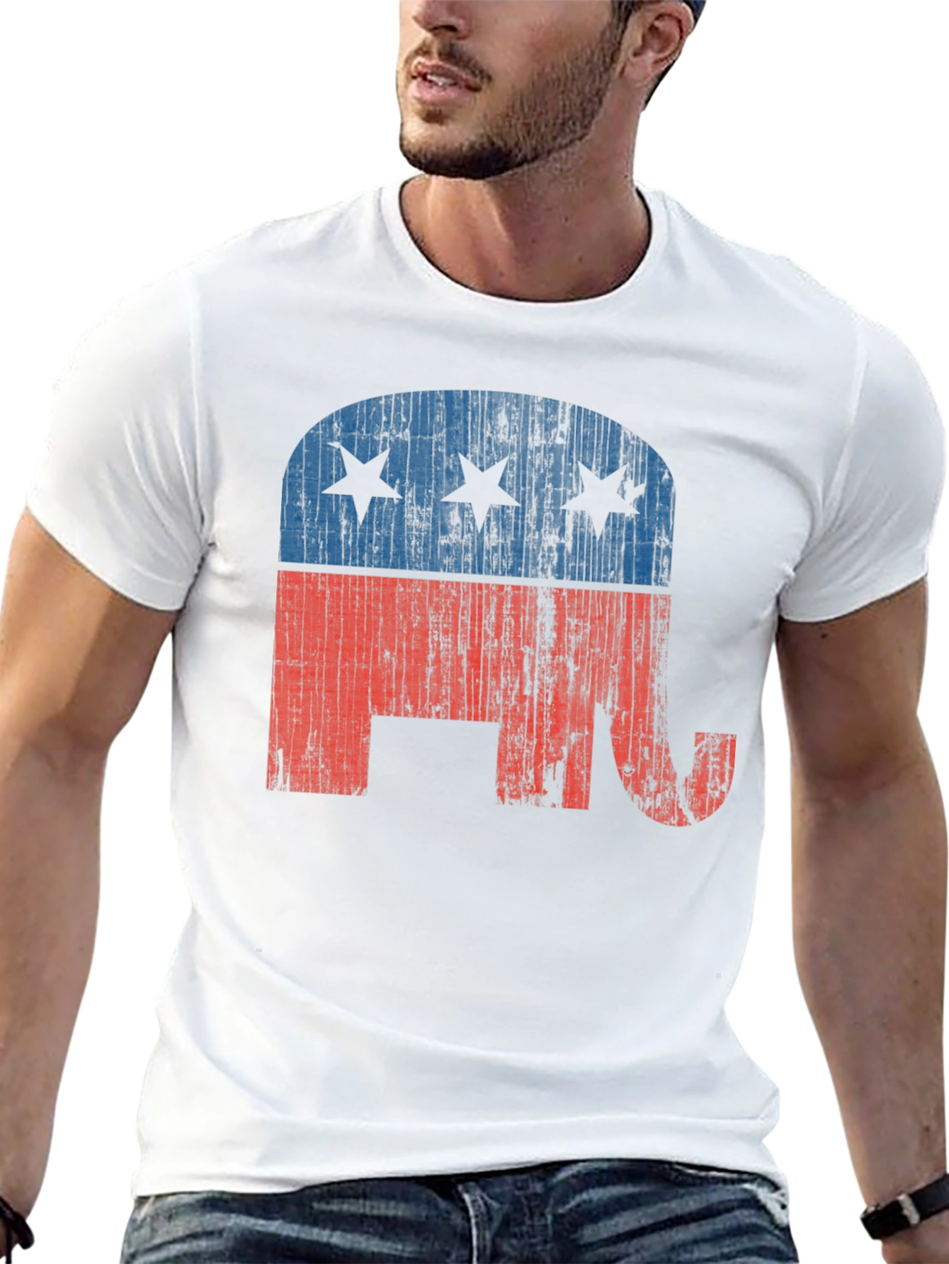 Republican Elephant Distressed Graphic T-Shirt