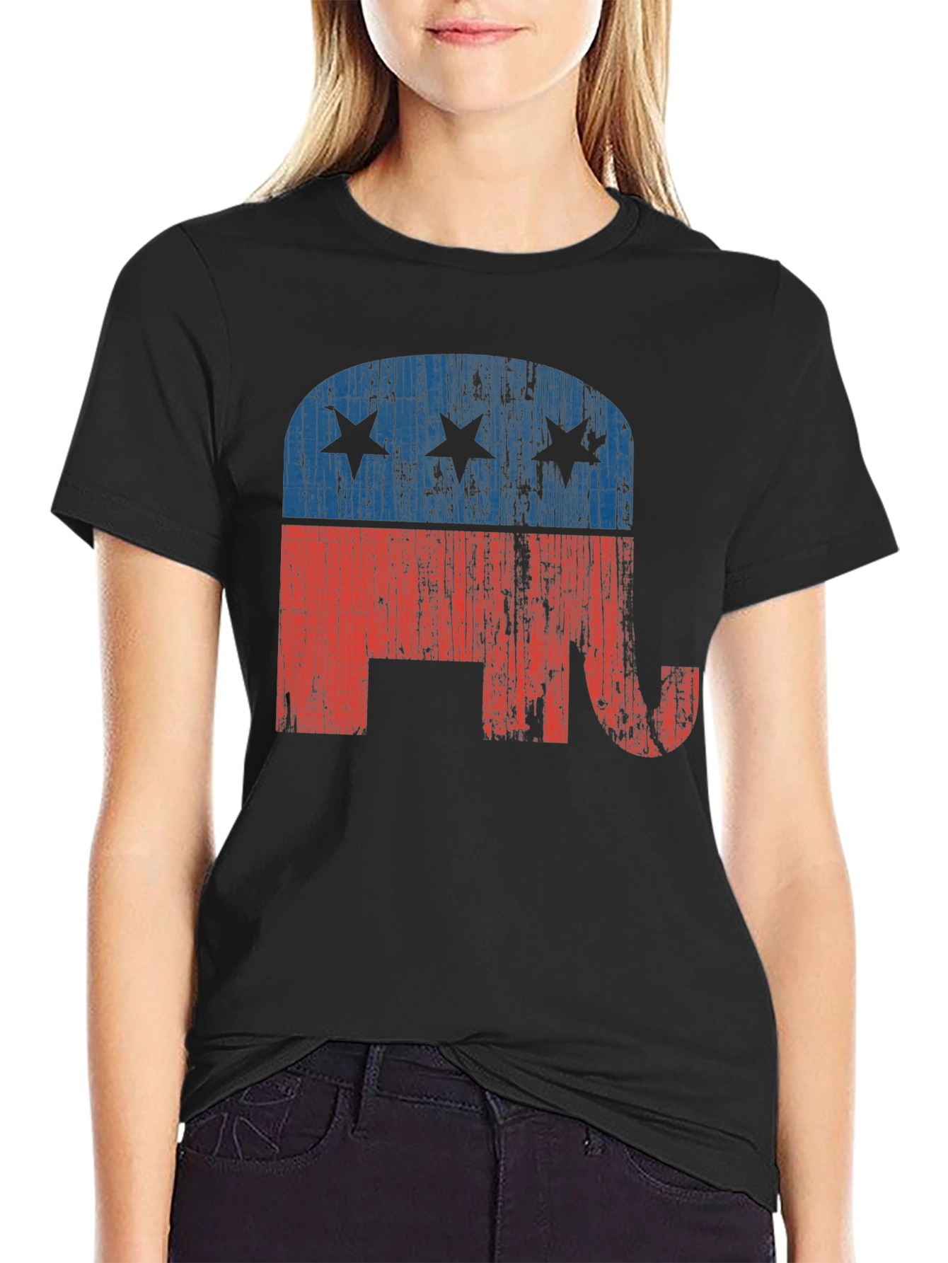 Republican Elephant Distressed Graphic T-Shirt