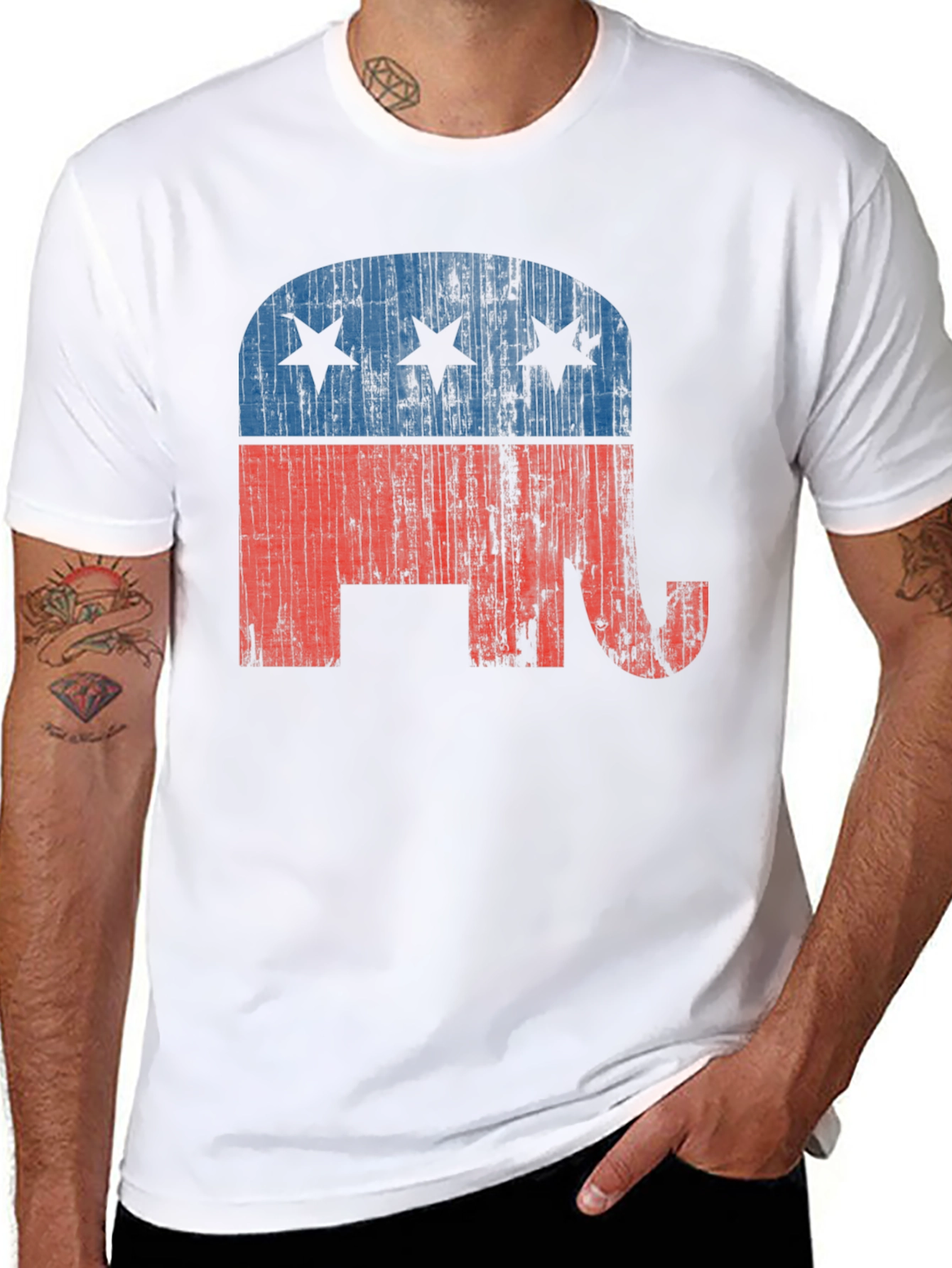 Republican Elephant Distressed Graphic T-Shirt