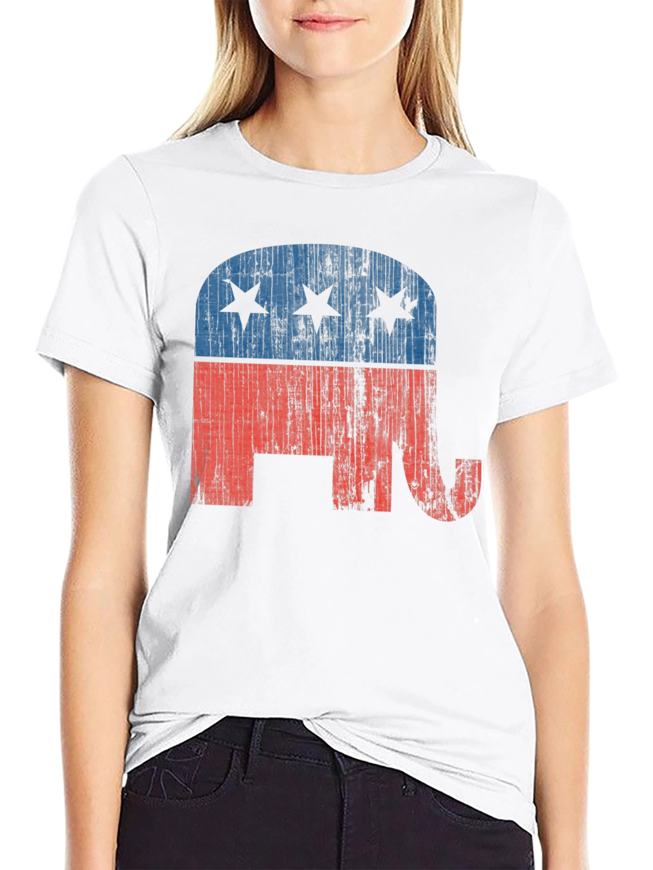 Republican Elephant Distressed Graphic T-Shirt