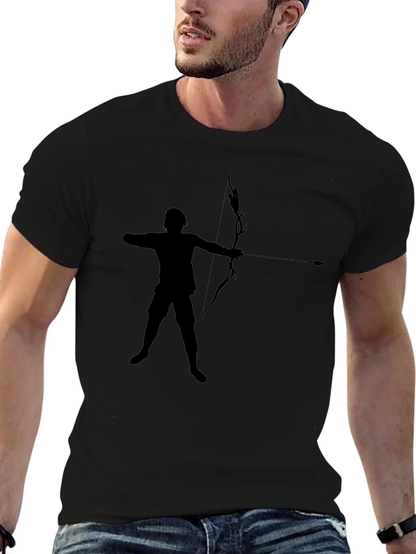 Archer Silhouette T-Shirt - Black Casual Tee