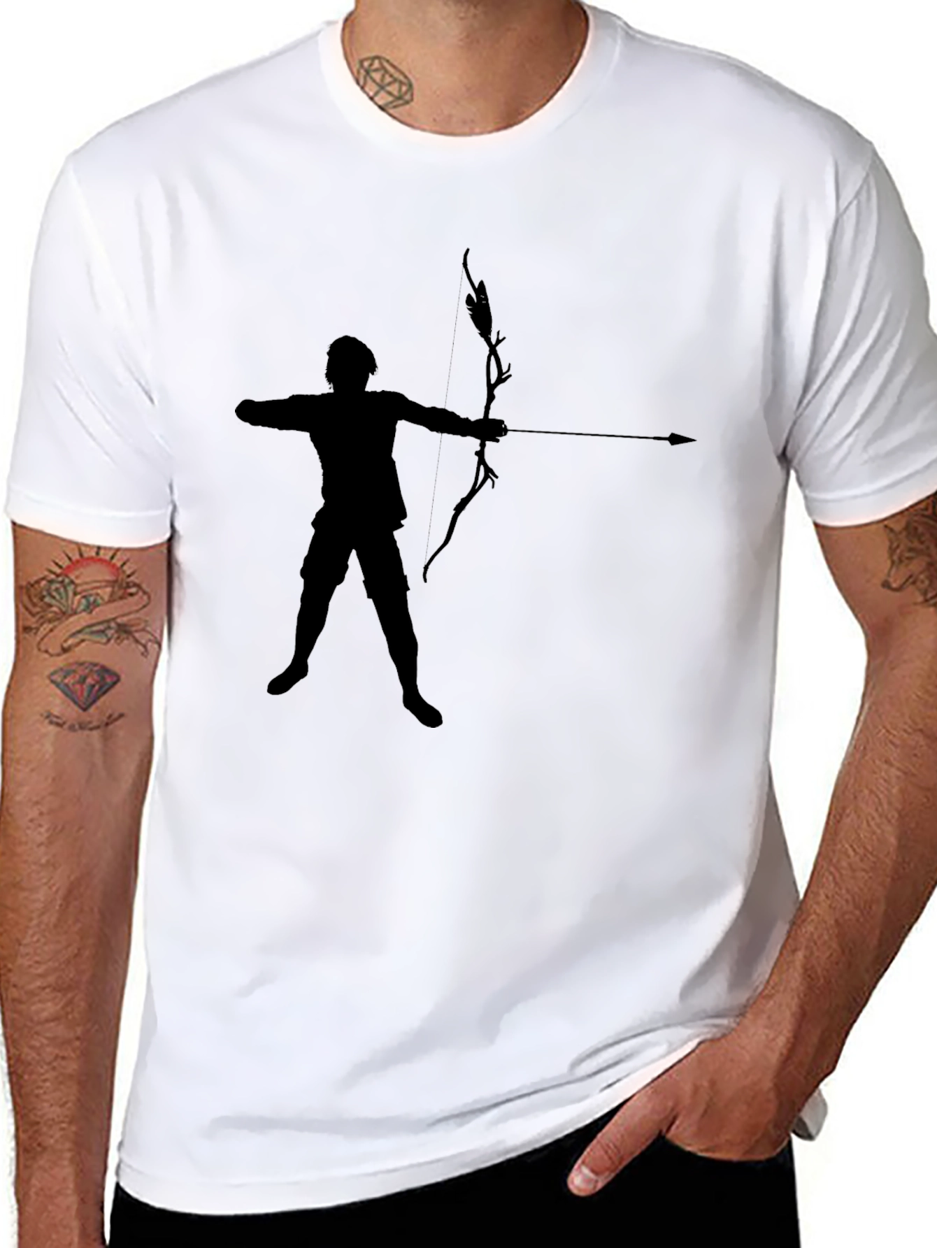 Archer Silhouette T-Shirt - Black Casual Tee