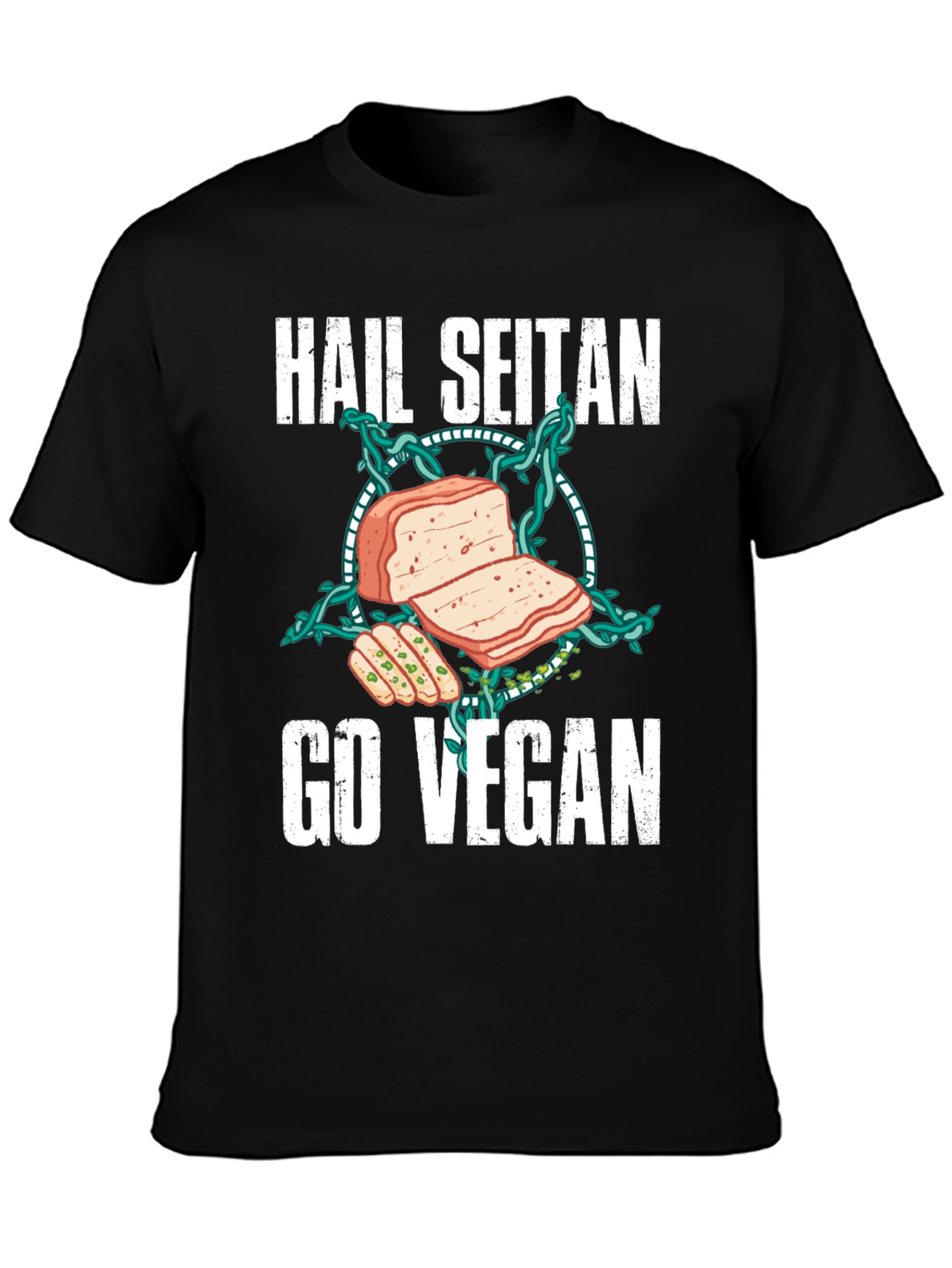 Hail Seitan Go Vegan Funny T-Shirt